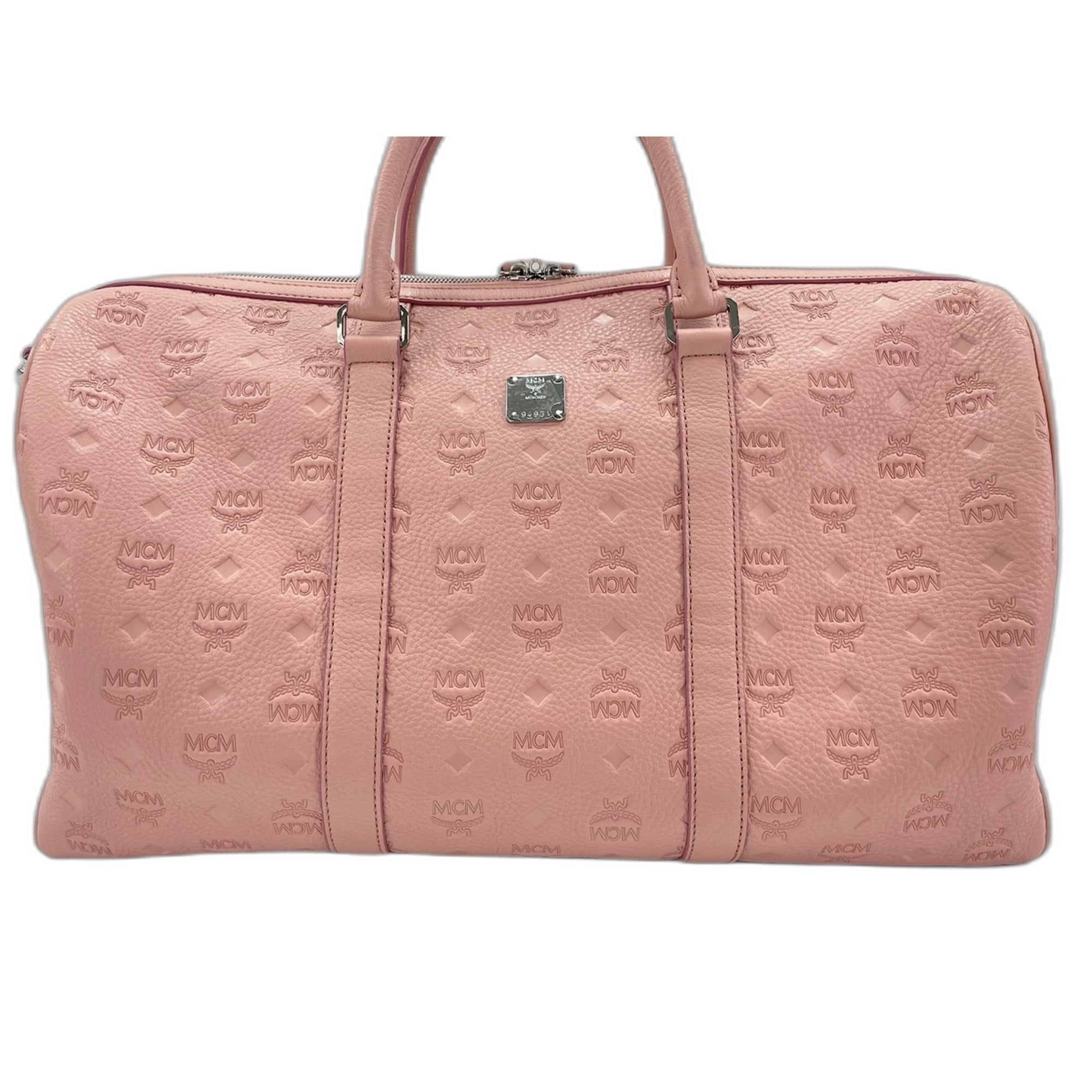 Mcm Pink Leather Boston Bag Weekend Bag (Pre-Owned)