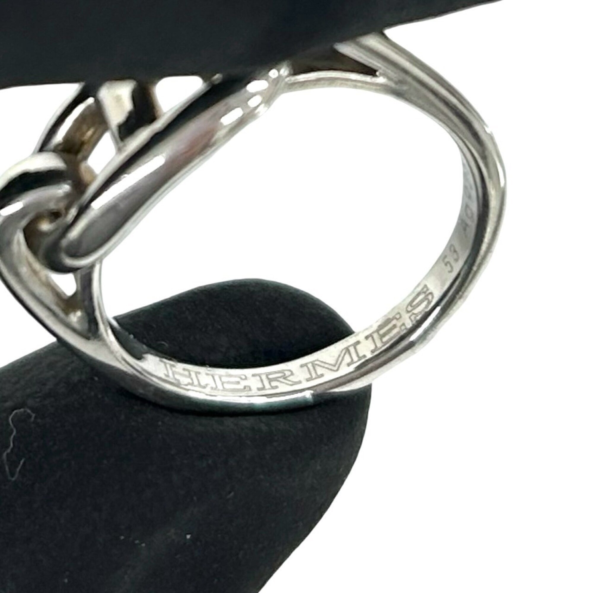 Hermes Silver Silver 925 Band Ring (Pre-Owned)