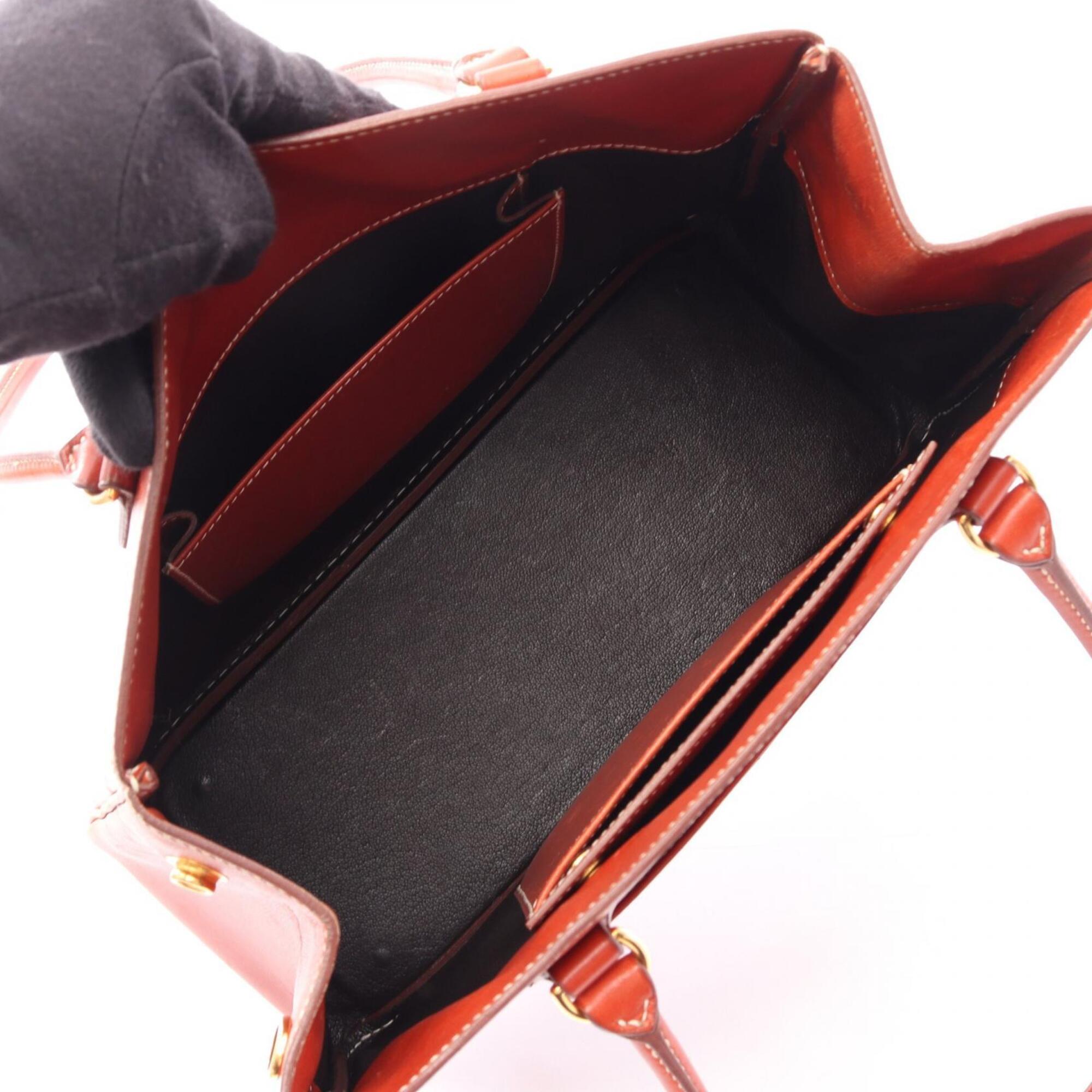 Hermes Brown Box Calf Leather Handbag Tote Bag (Pre-Owned)