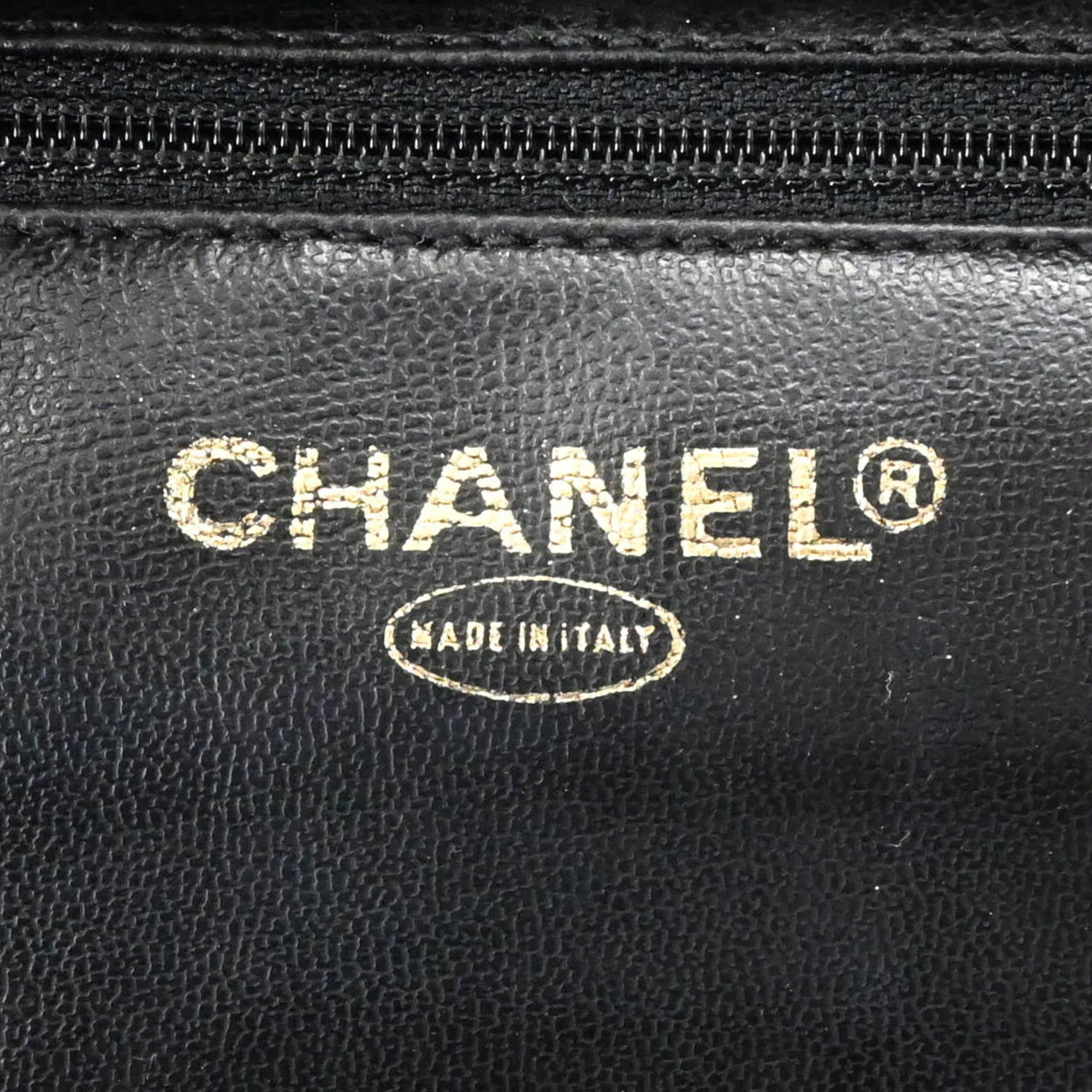Chanel Black Leather Handbag Vanity Bag (Pre-Owned)