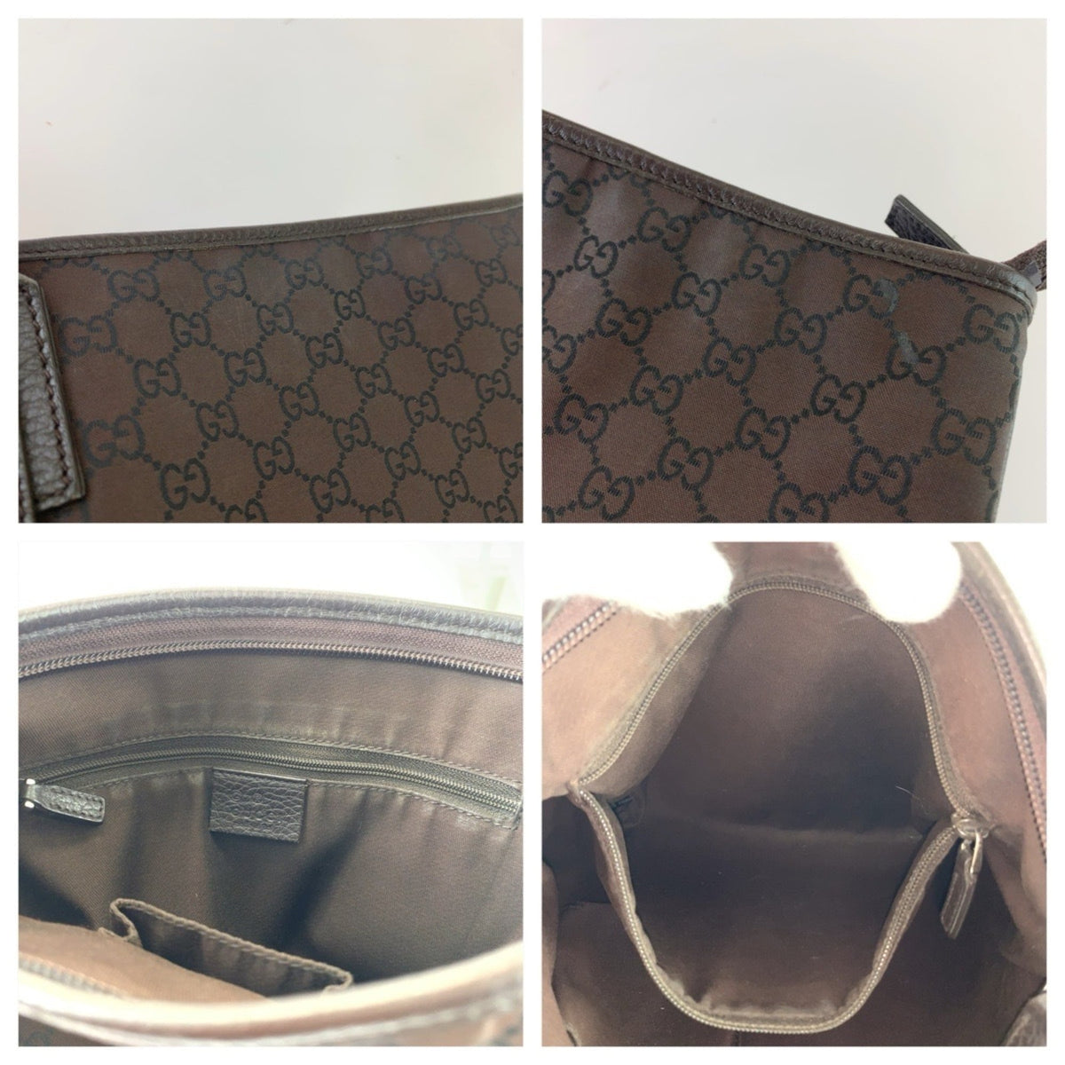 Gucci Brown Nylon Leather Messenger Bag Shoulder Bag (Pre-Owned)
