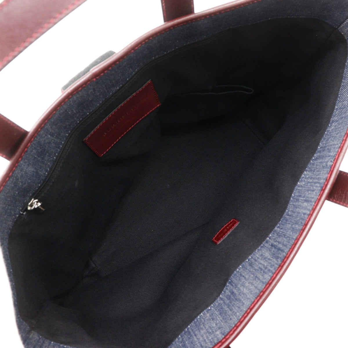 Burberry Bordeaux Navy Denim Leather Canvas Tote Bag (Pre-Owned)