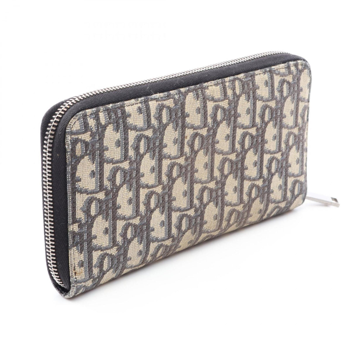 Christian Dior Beige Navy Canvas Long Wallet (Bi-Fold) (Pre-Owned)