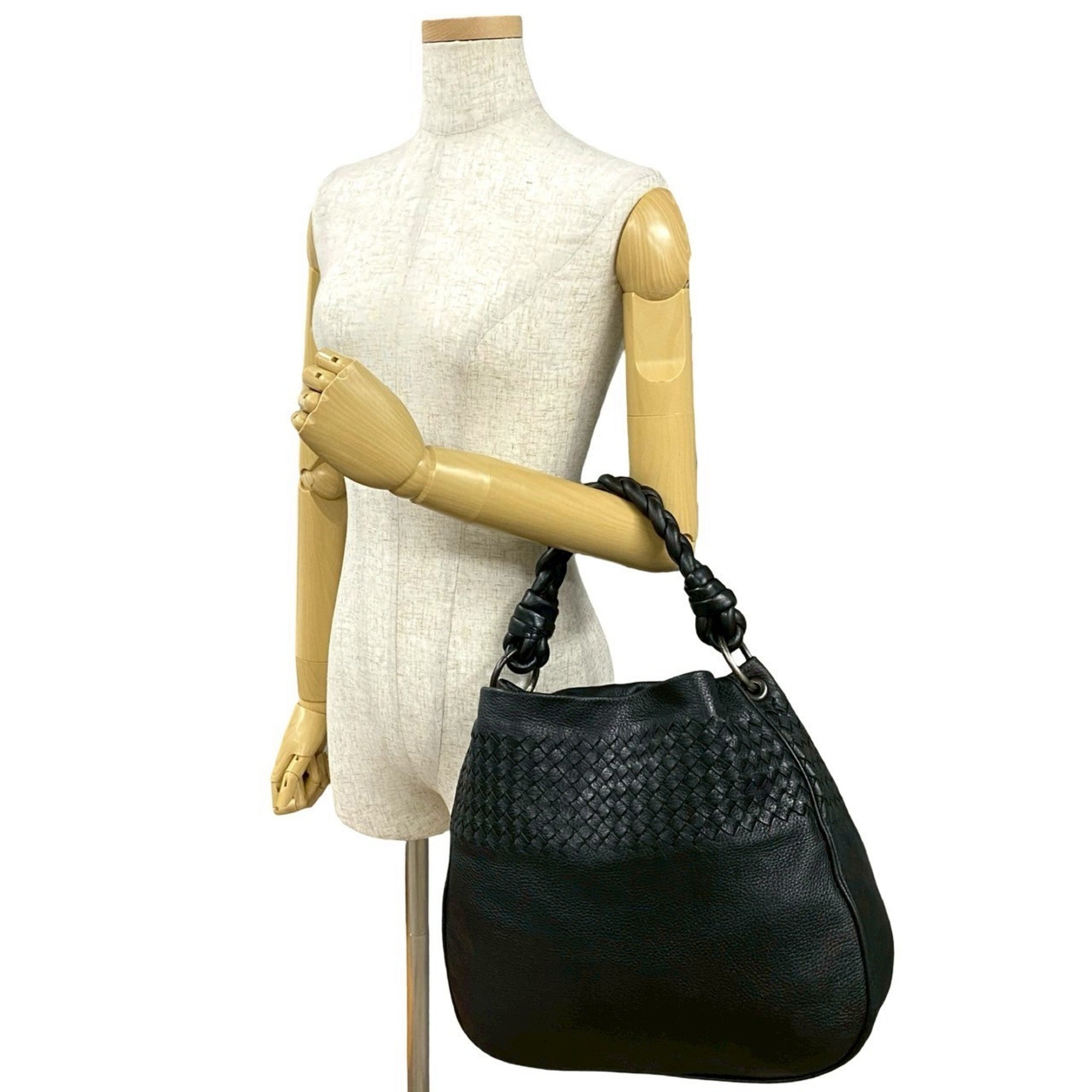 Bottega Veneta Black Leather Handbag Tote Bag (Pre-Owned)