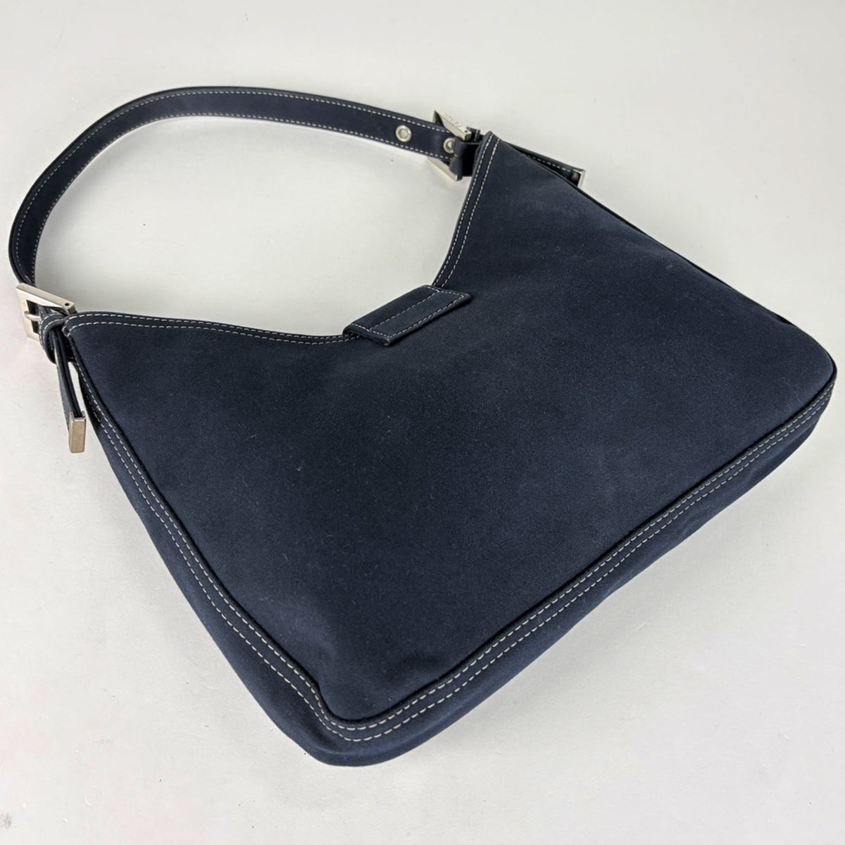 Fendi Navy Canvas Shoulder Bag (Pre-Owned)