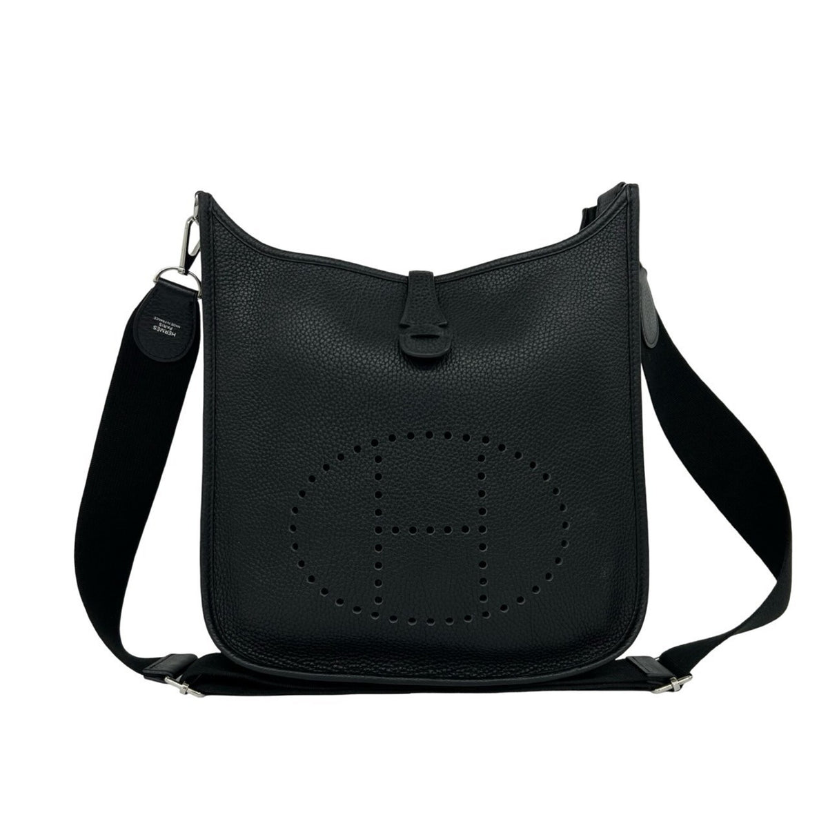 Hermes Black Taurillon Clemence Leather Shoulder Bag Tote Bag (Pre-Owned)