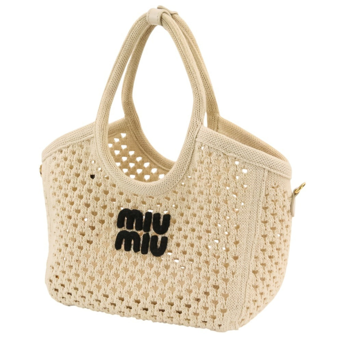 Miu Miu Ivory Mesh Handbag Pouch Tote Bag (Pre-Owned)