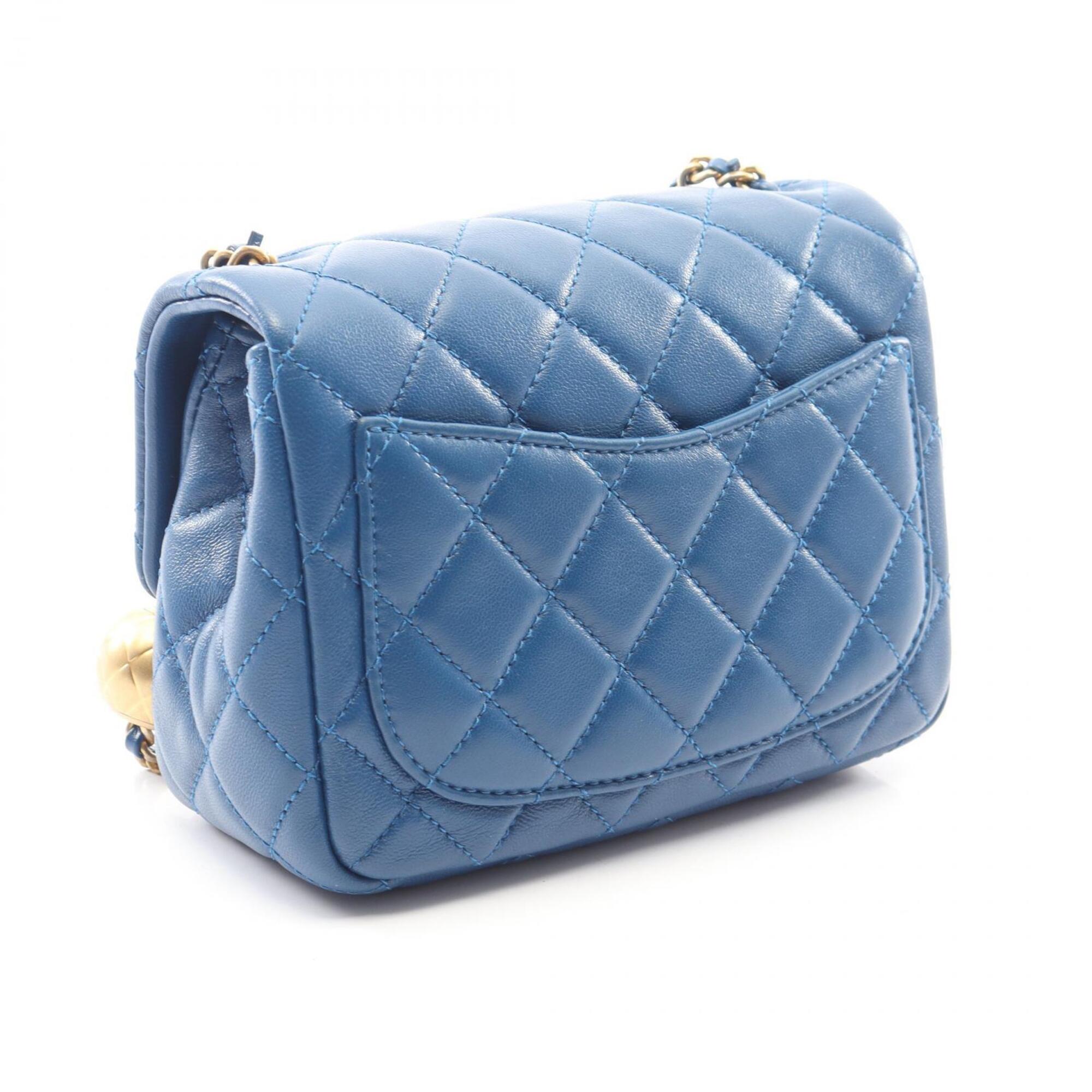 Chanel Blue Leather Handbag Shoulder Bag (Pre-Owned)