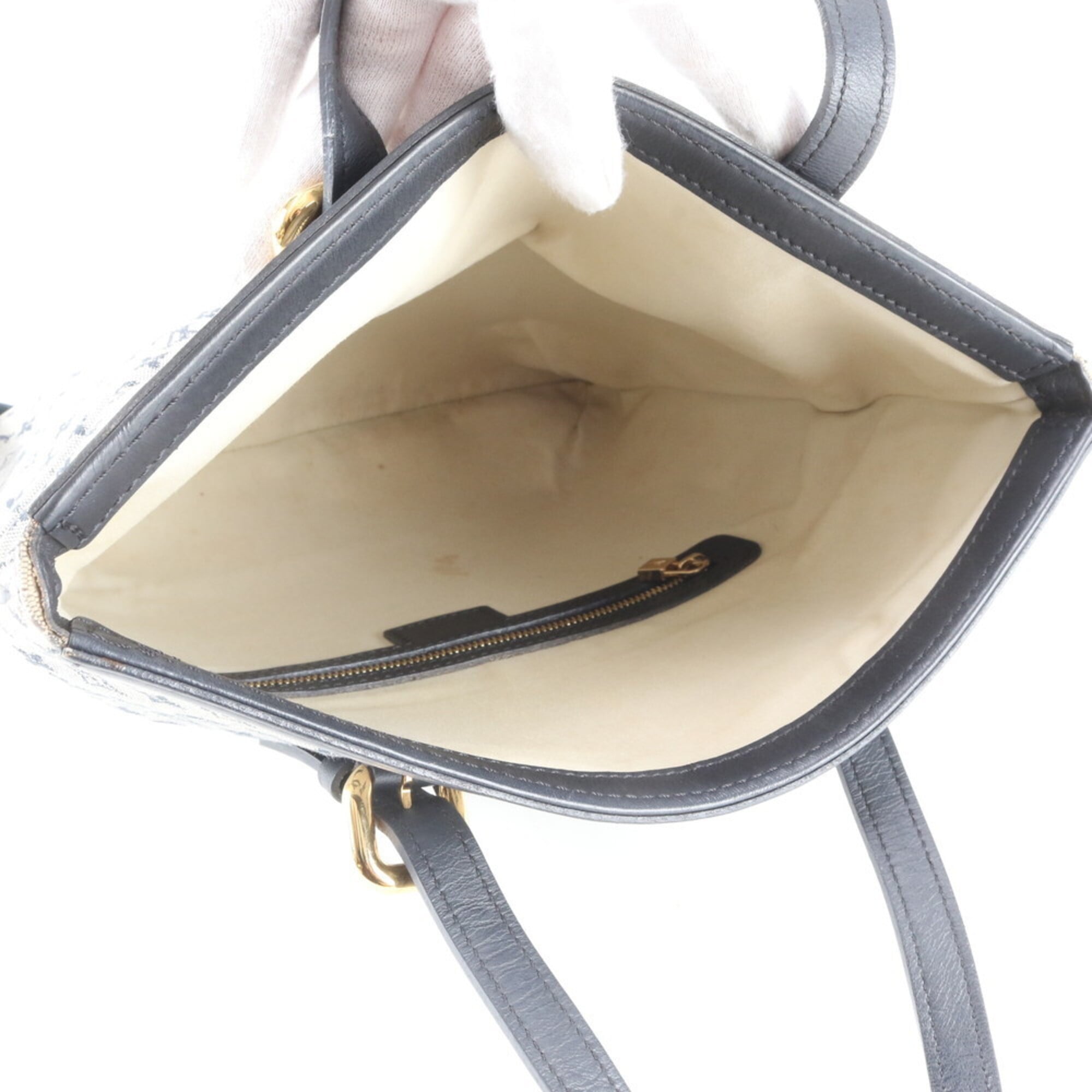Louis Vuitton Blue Leather Canvas Shoulder Bag Tote Bag (Pre-Owned)