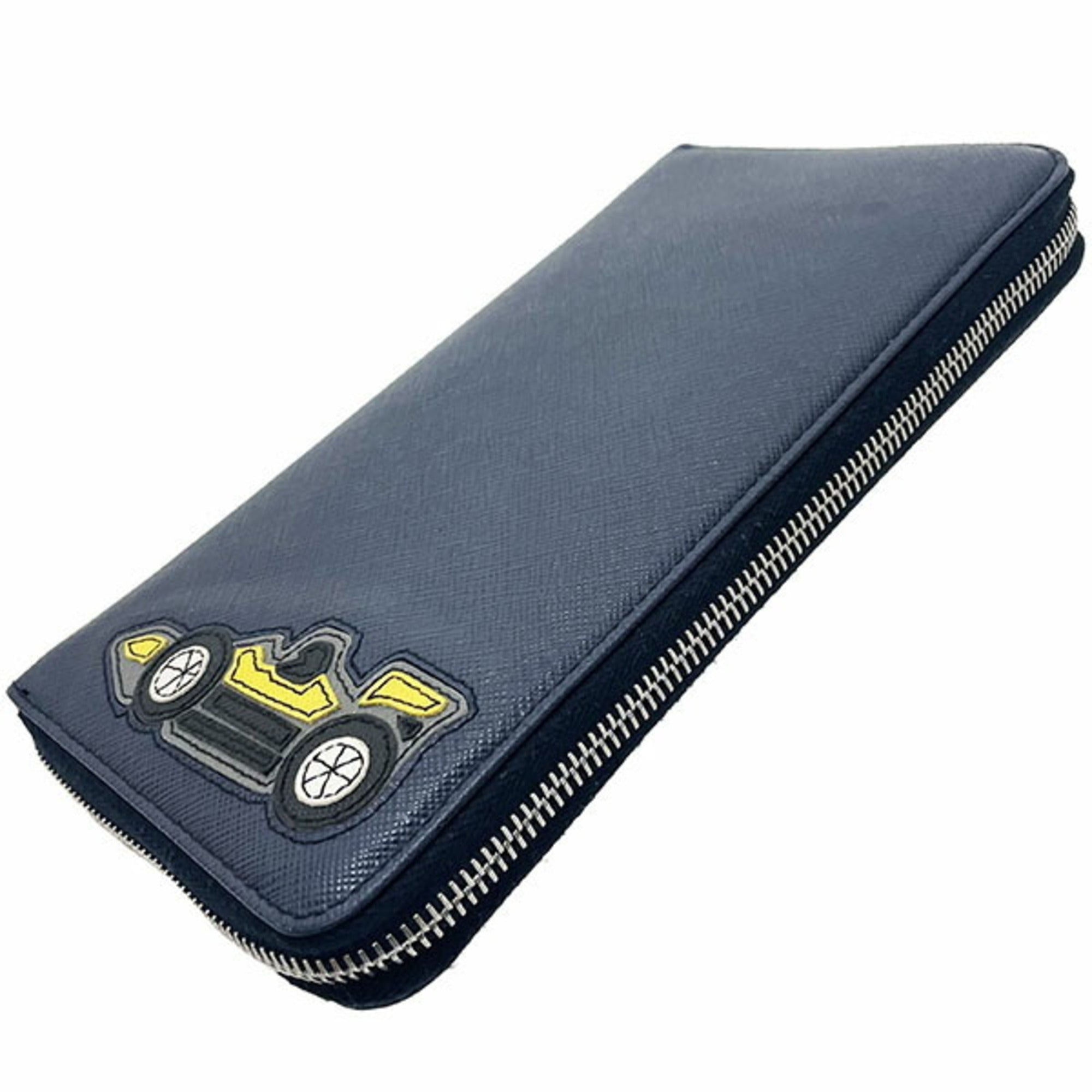 Prada Navy Leather Long Wallet (Bi-Fold) (Pre-Owned)