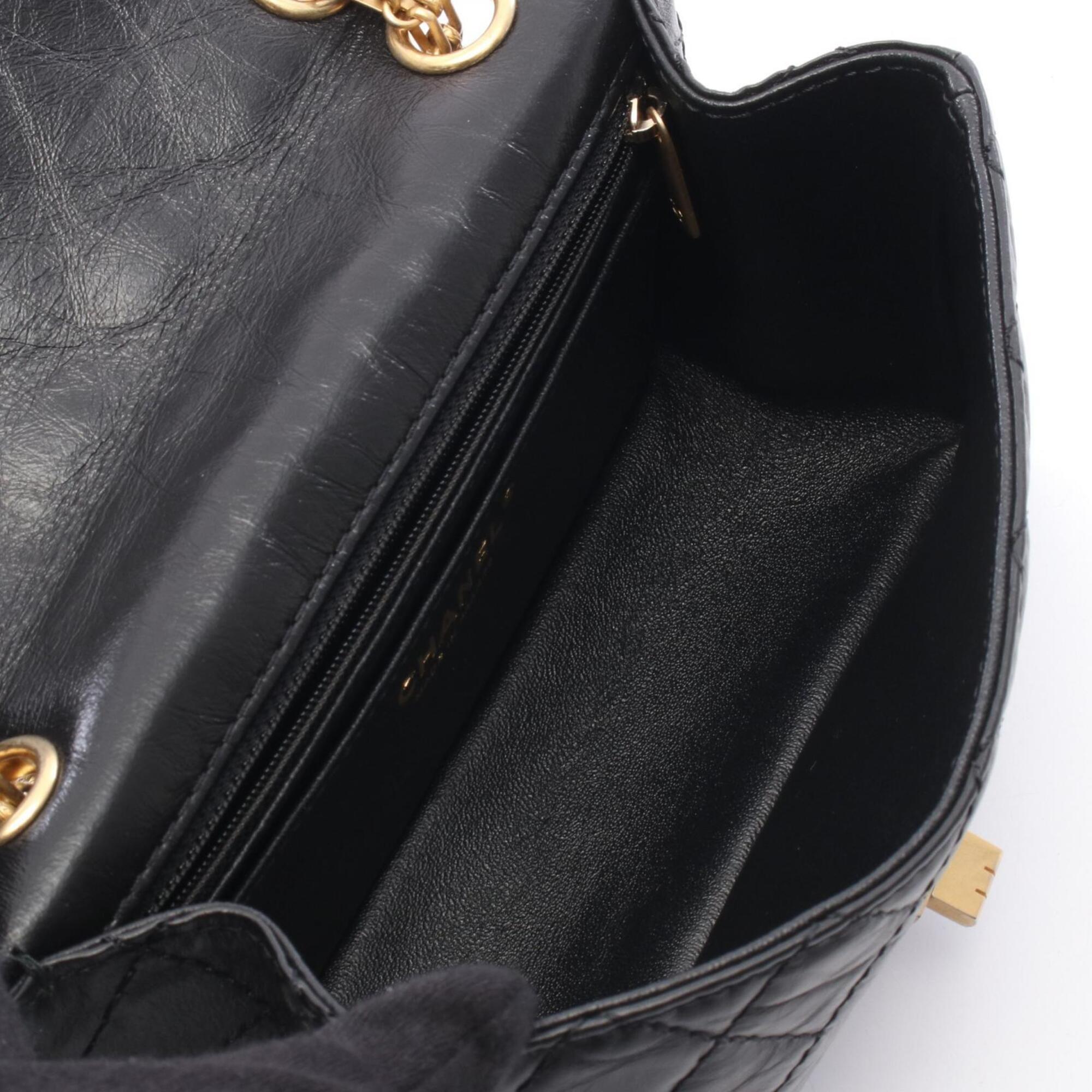 Chanel Black Leather Handbag Shoulder Bag (Pre-Owned)
