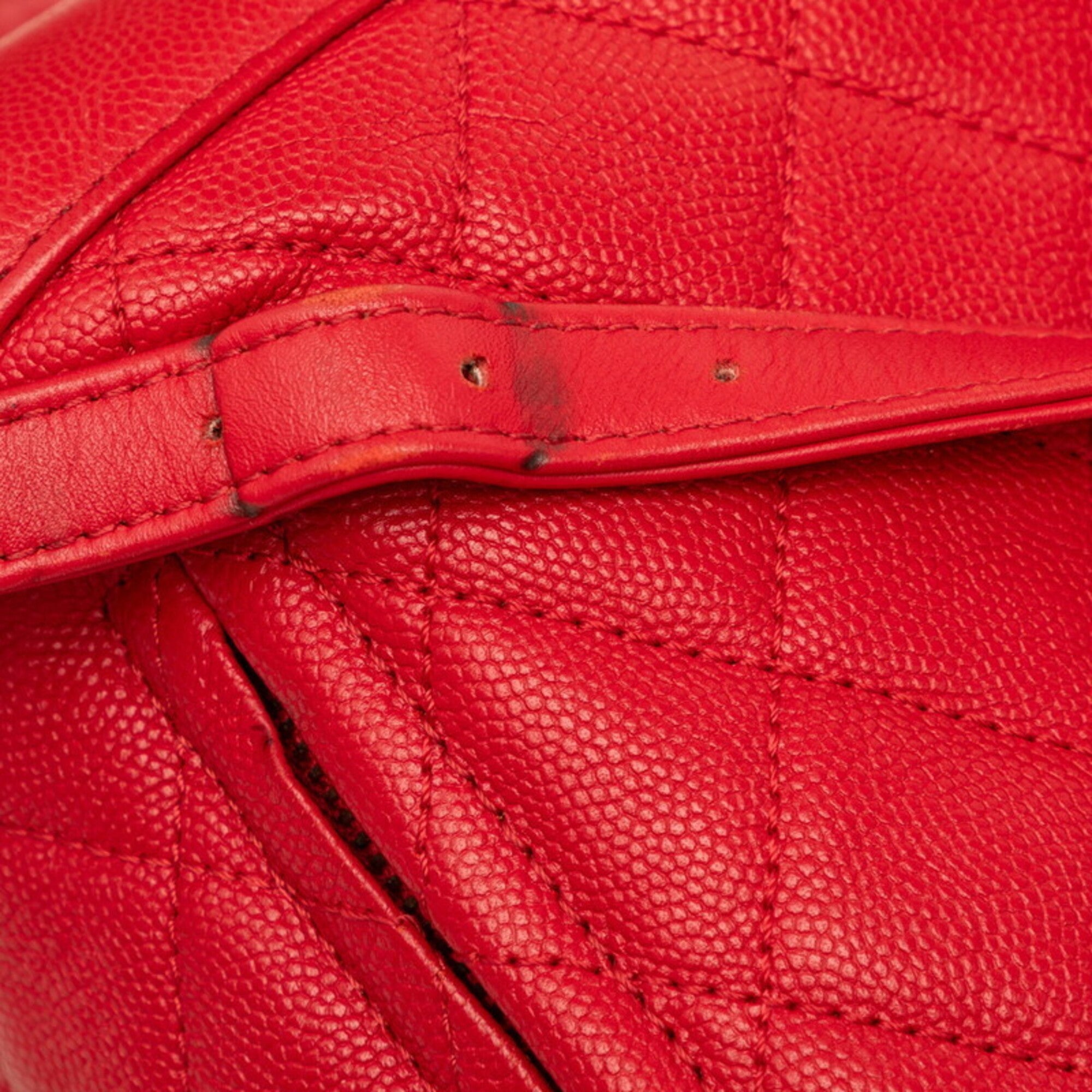 Chanel Red Color Grained Calfskin Backpack (Pre-Owned)