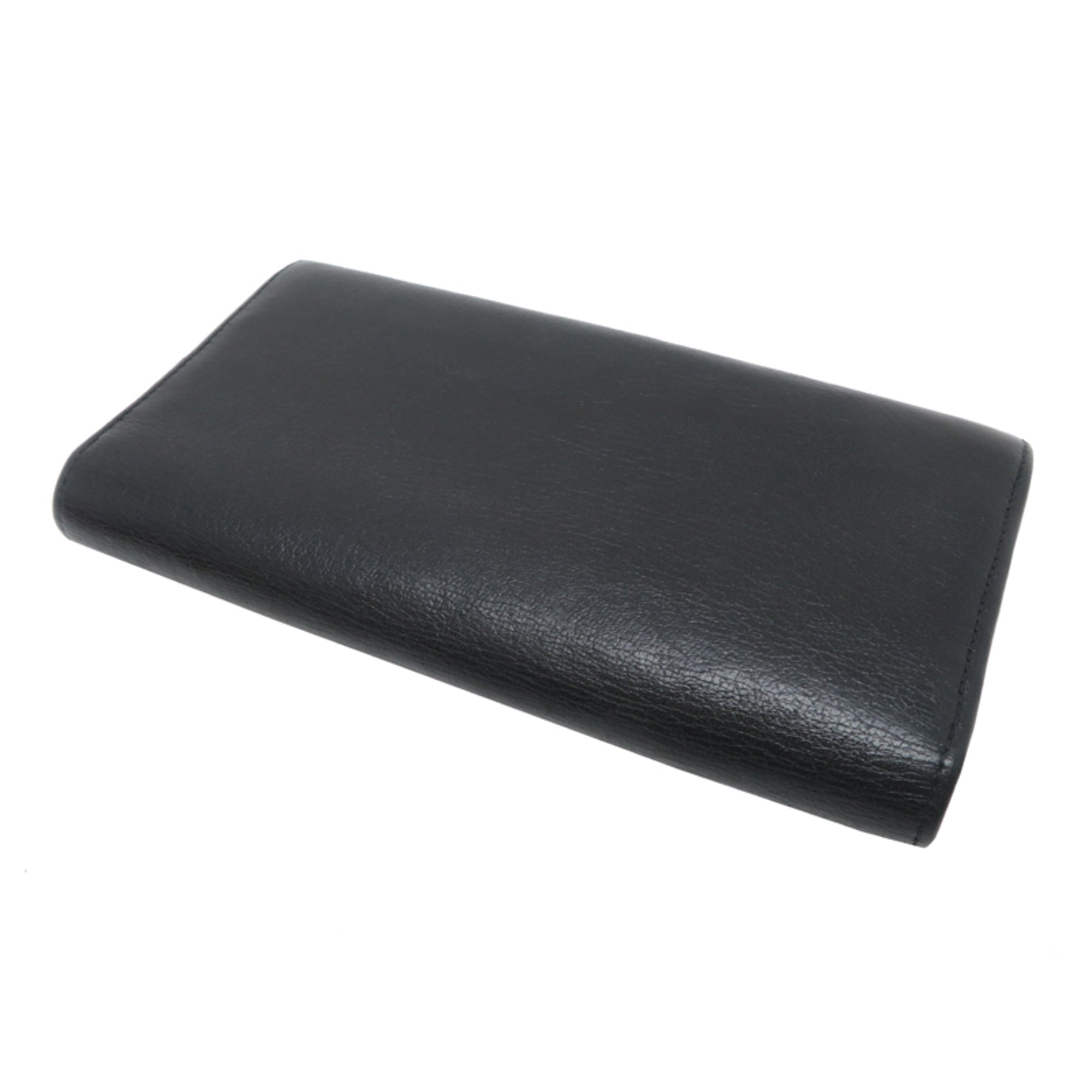 Cartier Black Leather Long Wallet (Bi-Fold) (Pre-Owned)