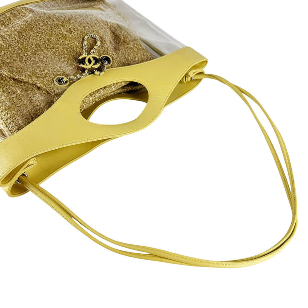 Chanel Yellow Leather Vinyl Handbag Shoulder Bag (Pre-Owned)