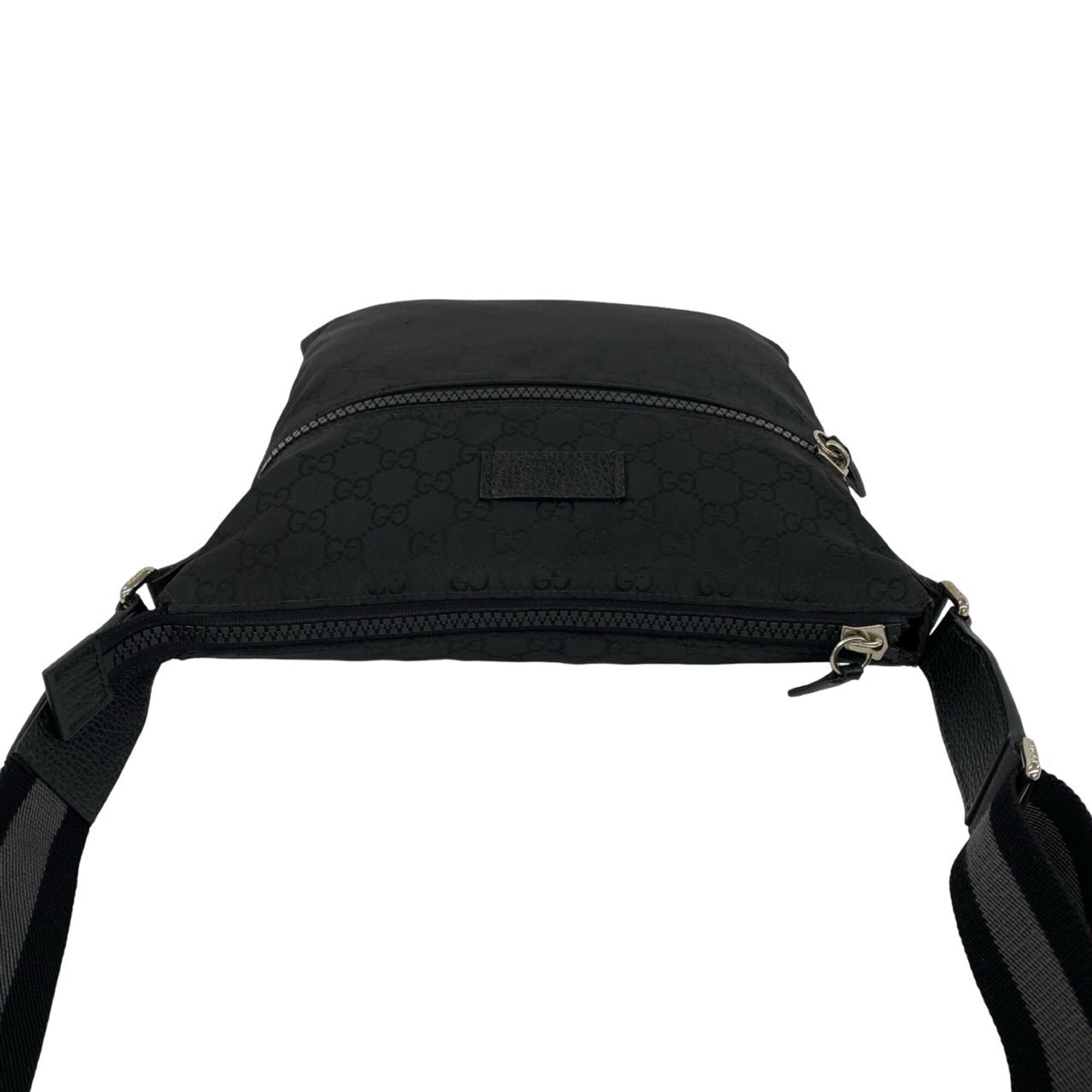 Gucci Black Gray Canvas Leather Pochette Shoulder Bag (Pre-Owned)
