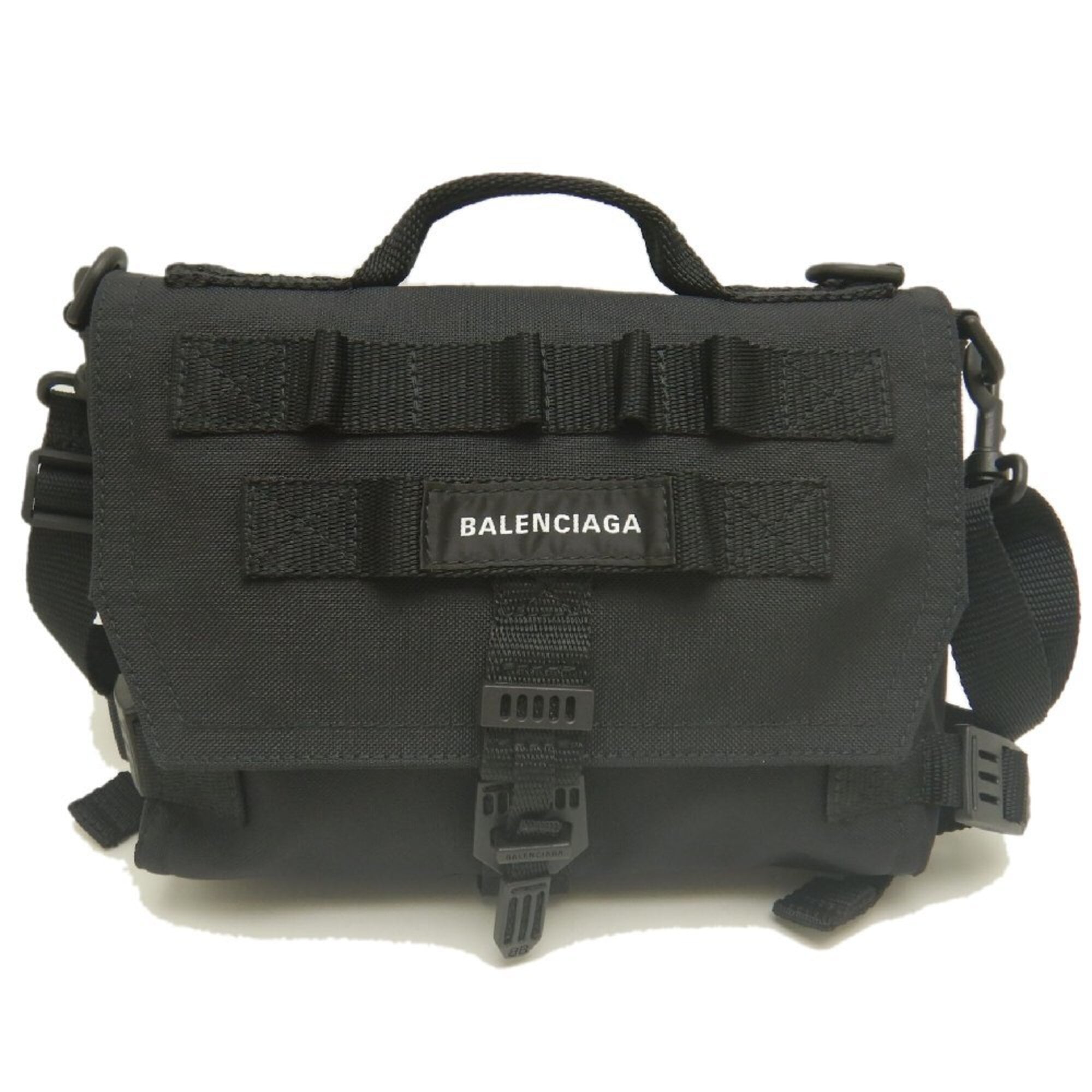 Balenciaga Black Polyester Messenger Bag Shoulder Bag (Pre-Owned)