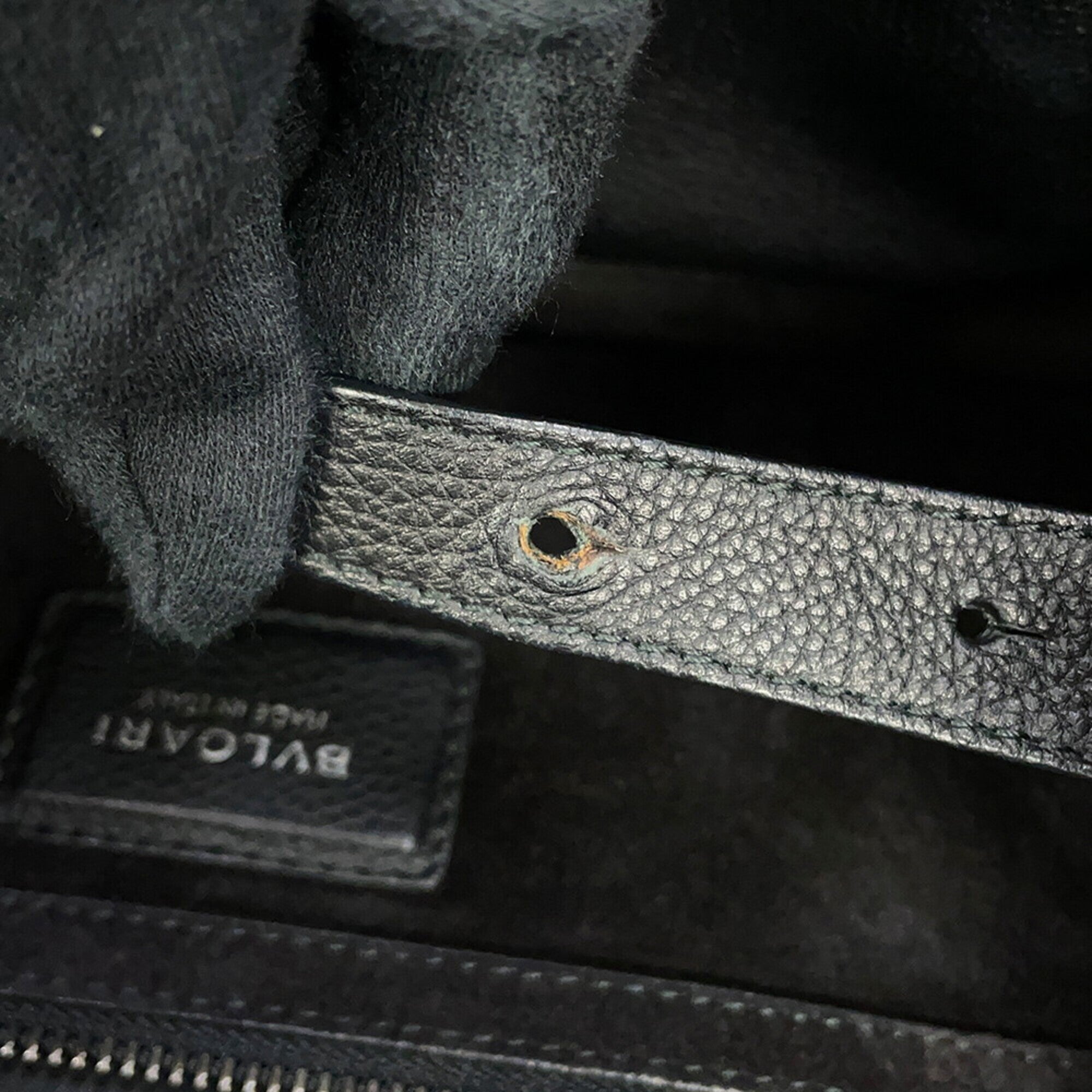 Bvlgari Black Leather Handbag Tote Bag (Pre-Owned)