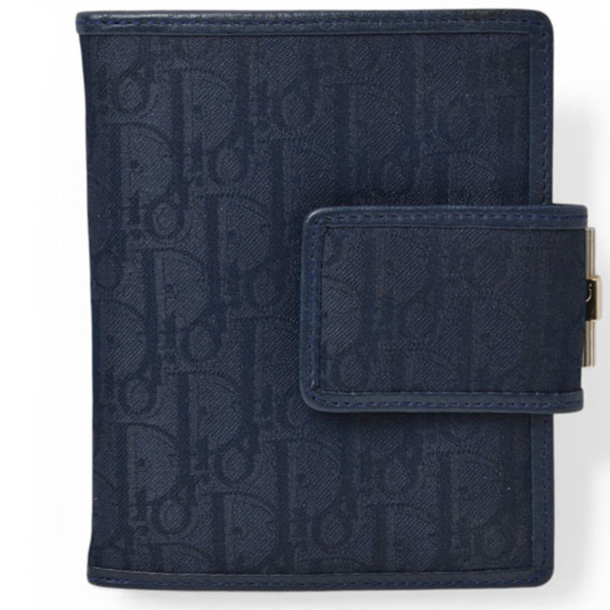 Christian Dior Navy Leather Canvas Wallet (Bi-Fold) (Pre-Owned)