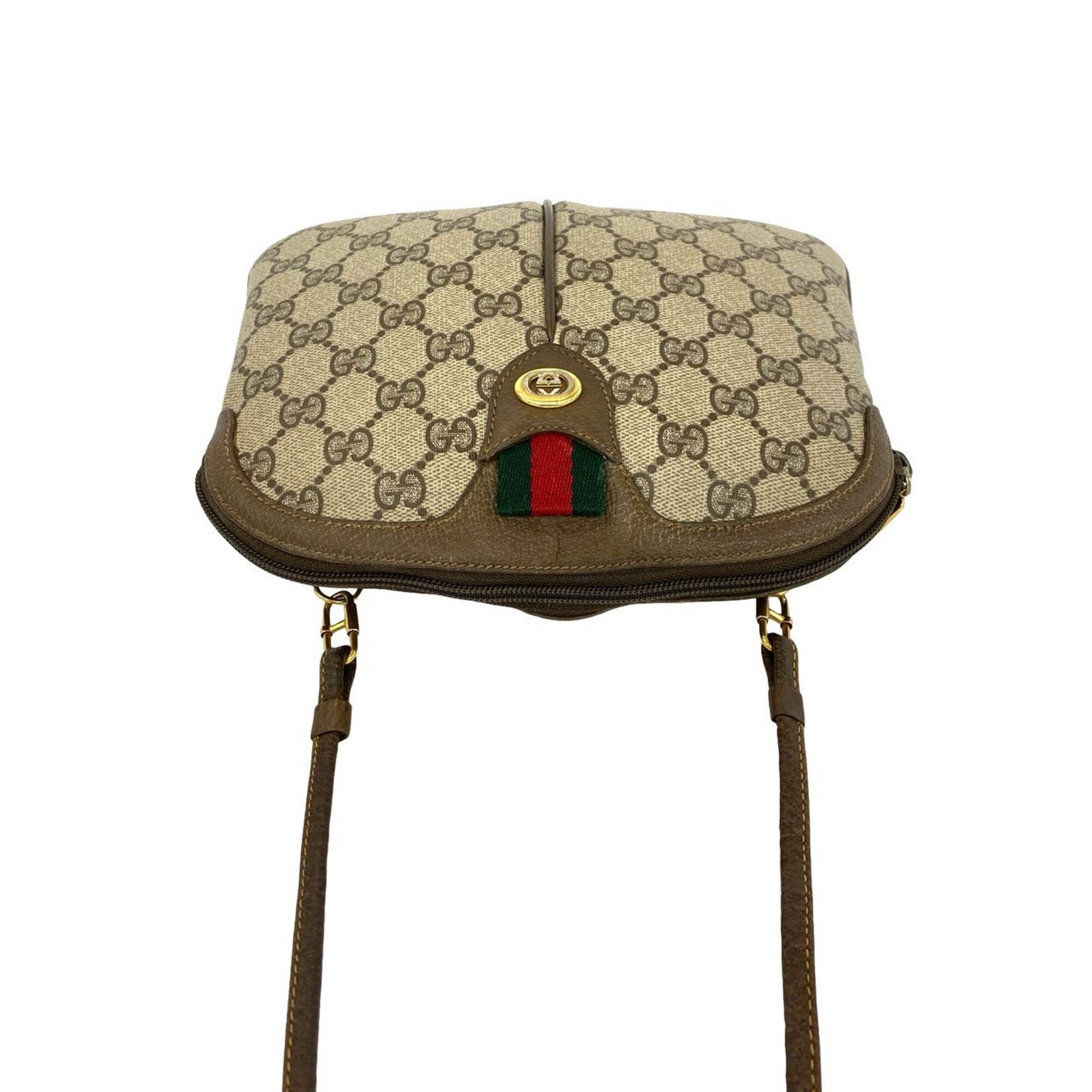 Gucci Brown Green Red Color Leather Pvc Pochette Shoulder Bag (Pre-Owned)