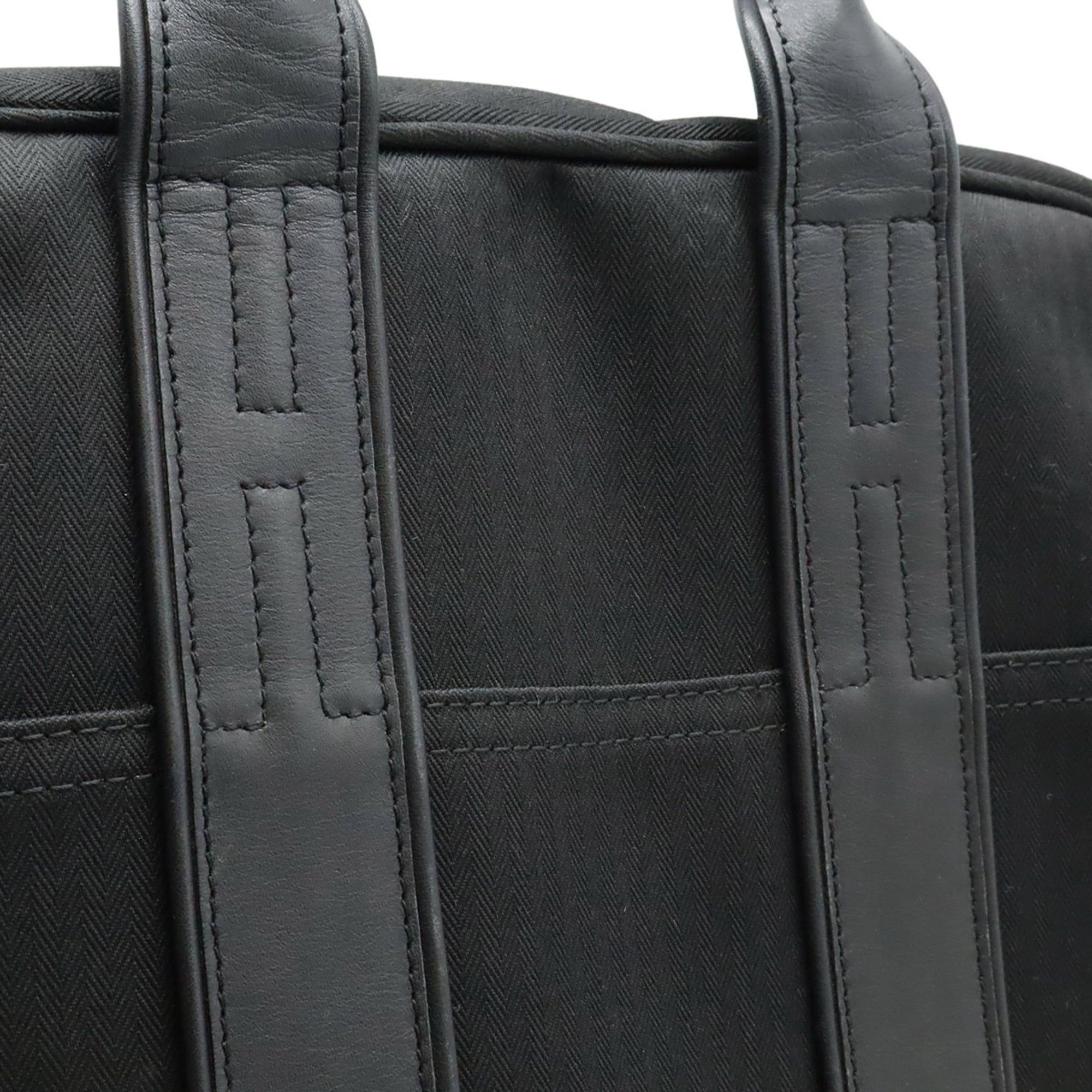 Hermes Acapulco Black Toile Chevron Leather Backpack Tote Bag (Pre-Owned)