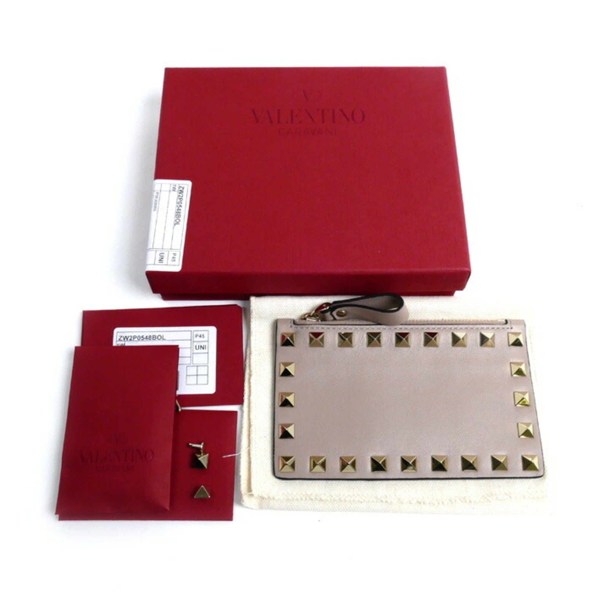 Valentino Beige Purple Leather Coin Purse/Coin Case (Pre-Owned)