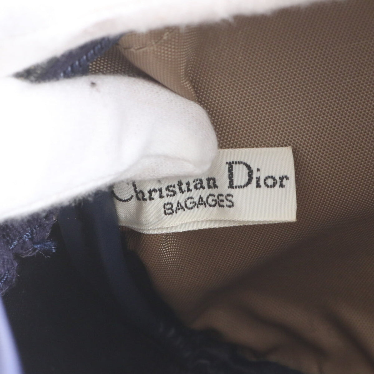 Christian Dior Green Khaki Navy Leather Nylon Clutch Bag Pouch (Pre-Owned)