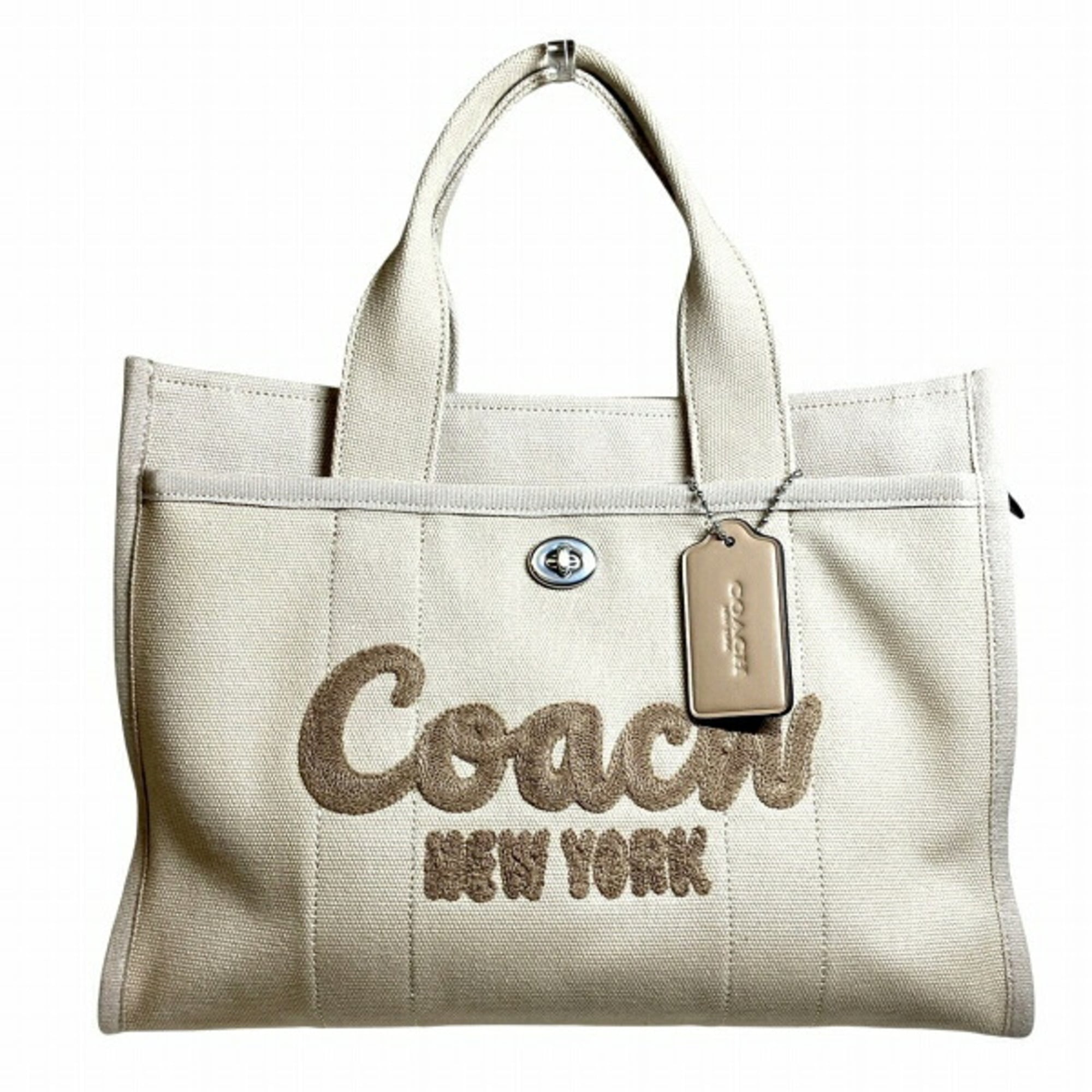 Coach Beige Canvas Shoulder Bag Tote Bag (Pre-Owned)