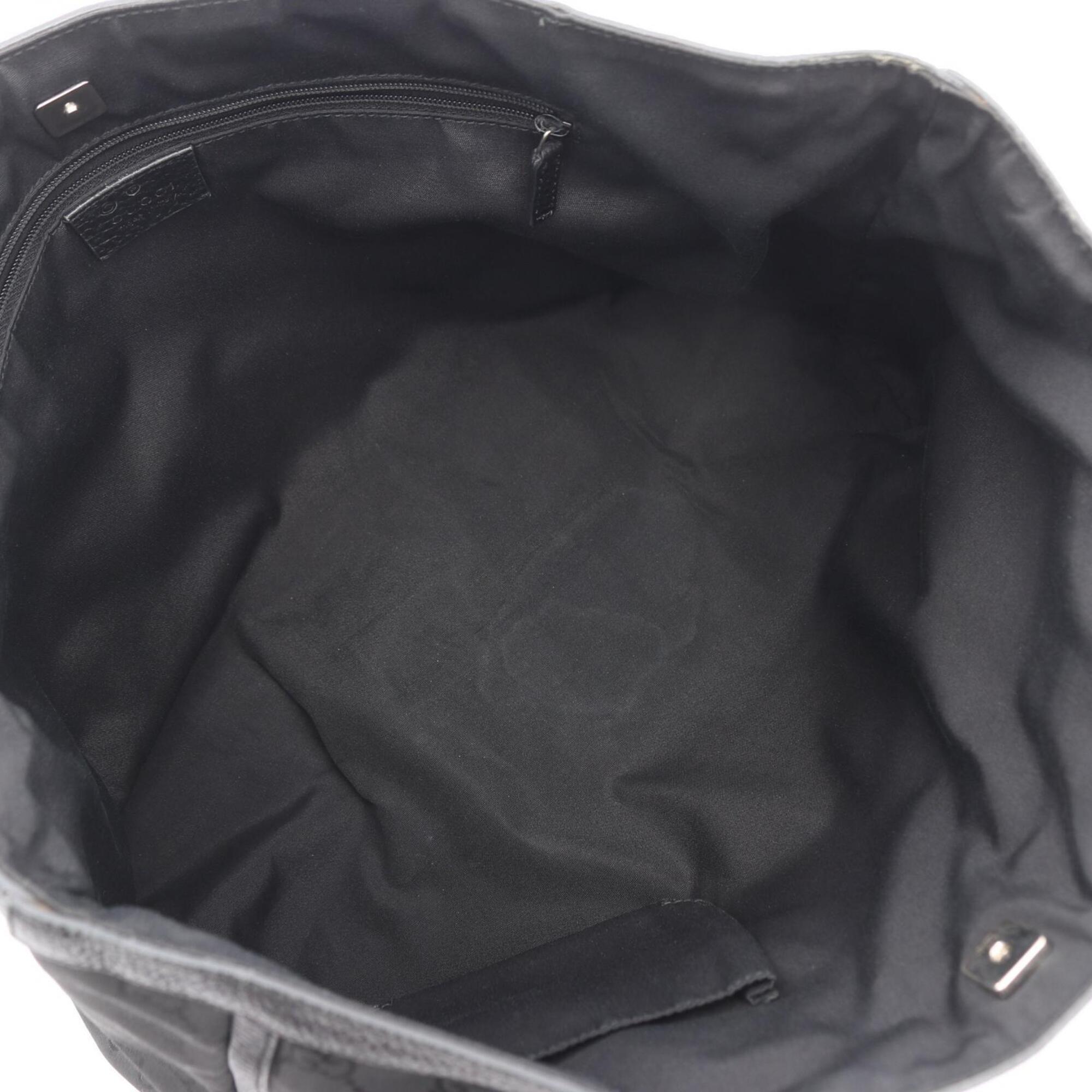 Gucci Black Nylon Leather Handbag Tote Bag (Pre-Owned)