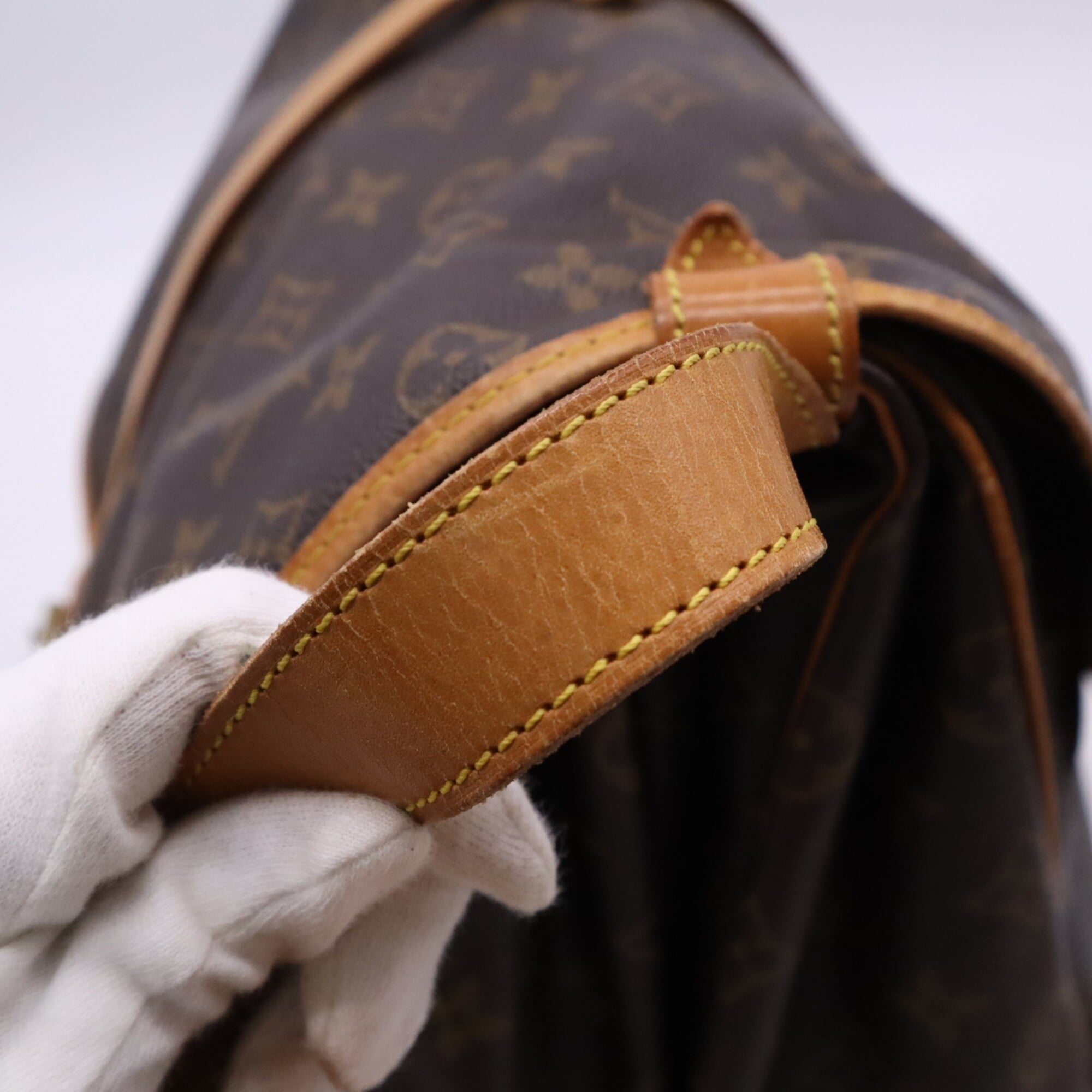 Louis Vuitton Monogram Beige Brown Coated Canvas Leather Shoulder Bag (Pre-Owned)