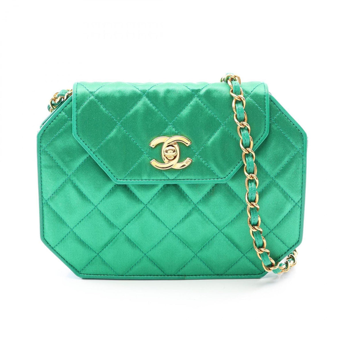 Chanel Green Fabric Handbag Shoulder Bag (Pre-Owned)