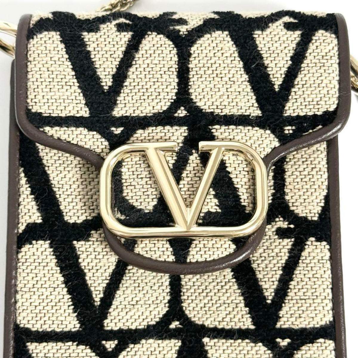 Valentino Leather Canvas Metal Pouch Shoulder Bag (Pre-Owned)