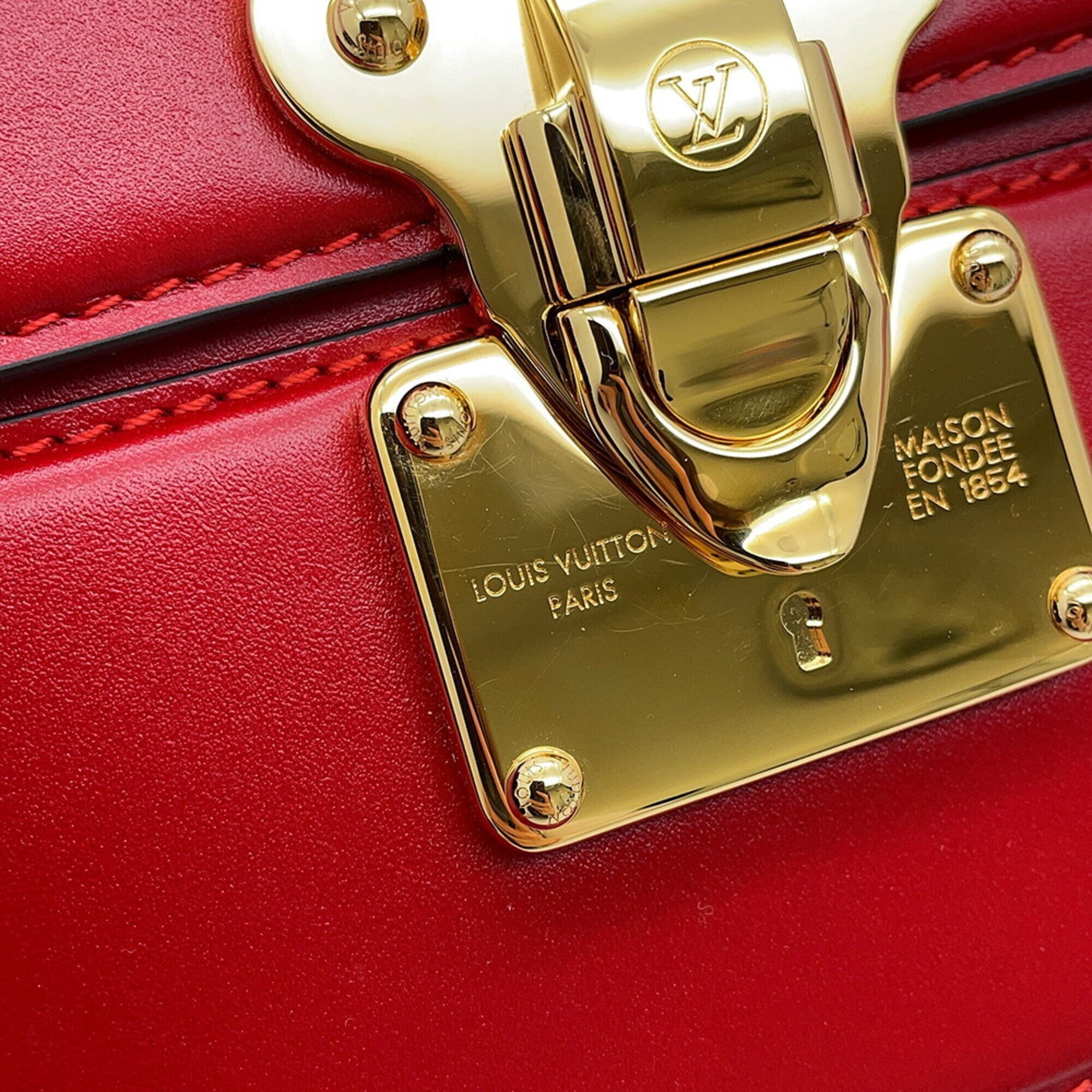 Louis Vuitton Red Color Exotic Leather Handbag Shoulder Bag (Pre-Owned)