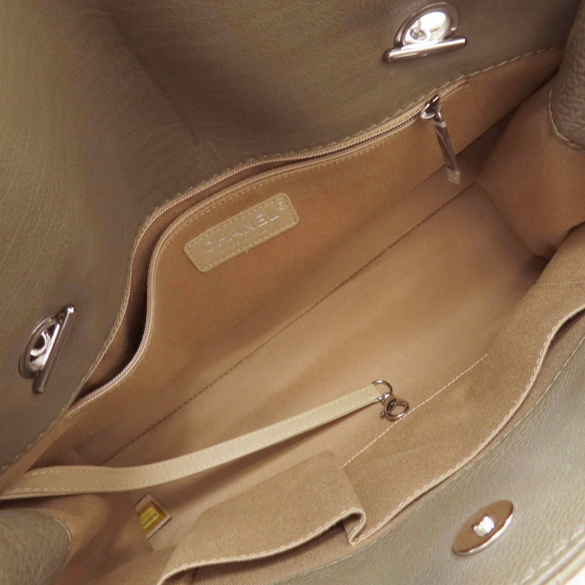 Chanel Khaki Leather Tote Bag (Pre-Owned)