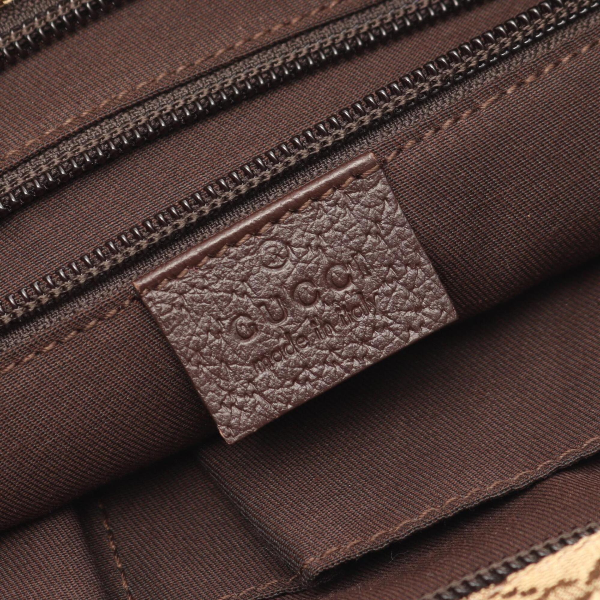 Gucci Beige Brown Canvas Leather Handbag Shoulder Bag (Pre-Owned)