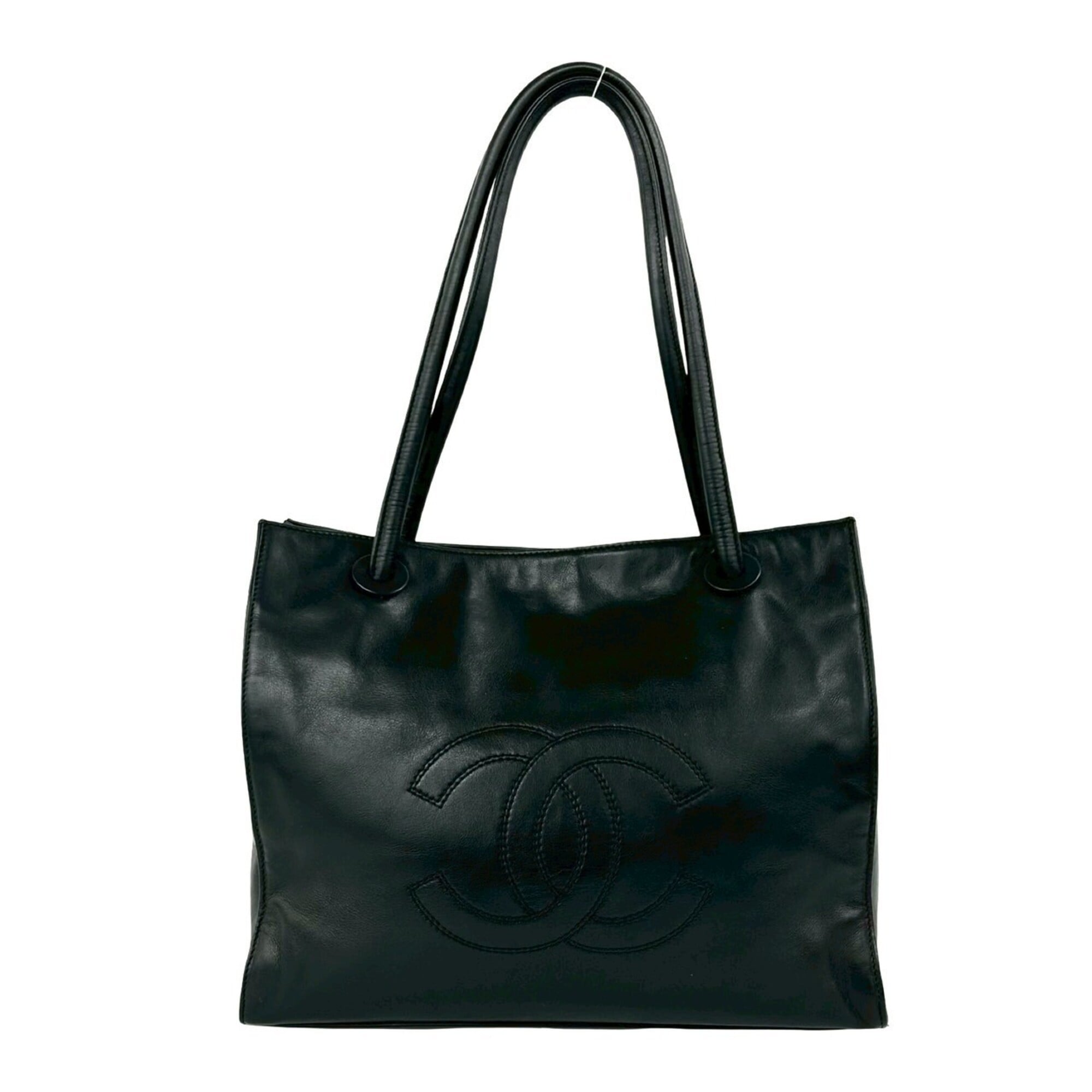Chanel Black Leather Handbag Tote Bag (Pre-Owned)