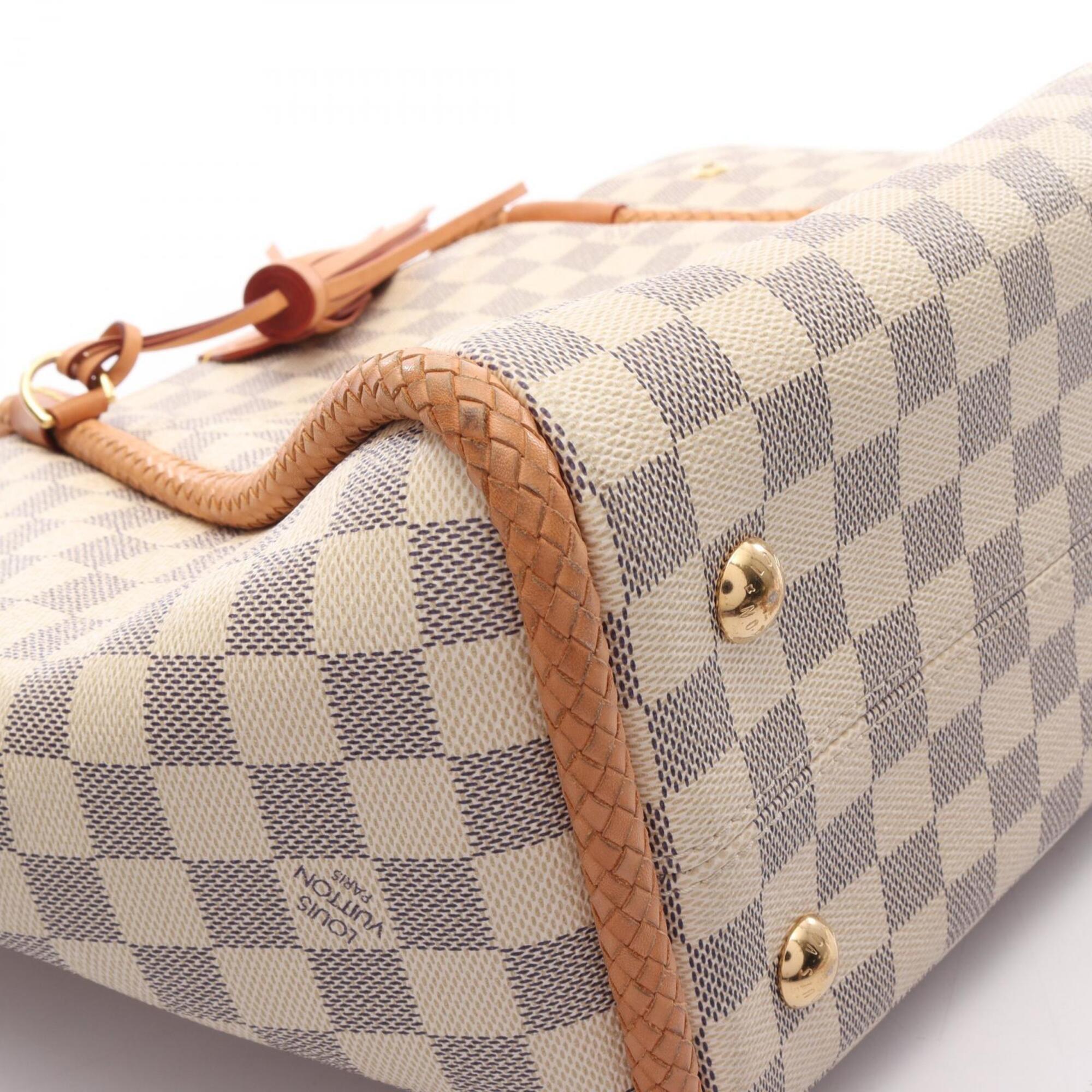 Louis Vuitton Damier Azur White Coated Canvas Leather Tote Bag (Pre-Owned)