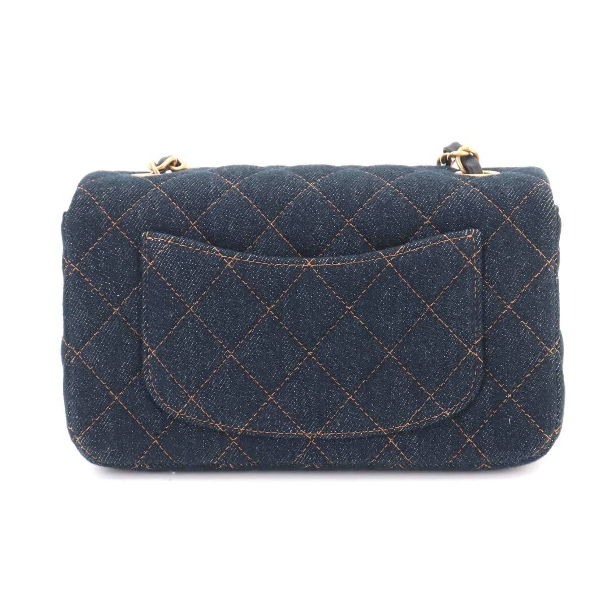 Chanel Dark Blue Denim Handbag Shoulder Bag (Pre-Owned)