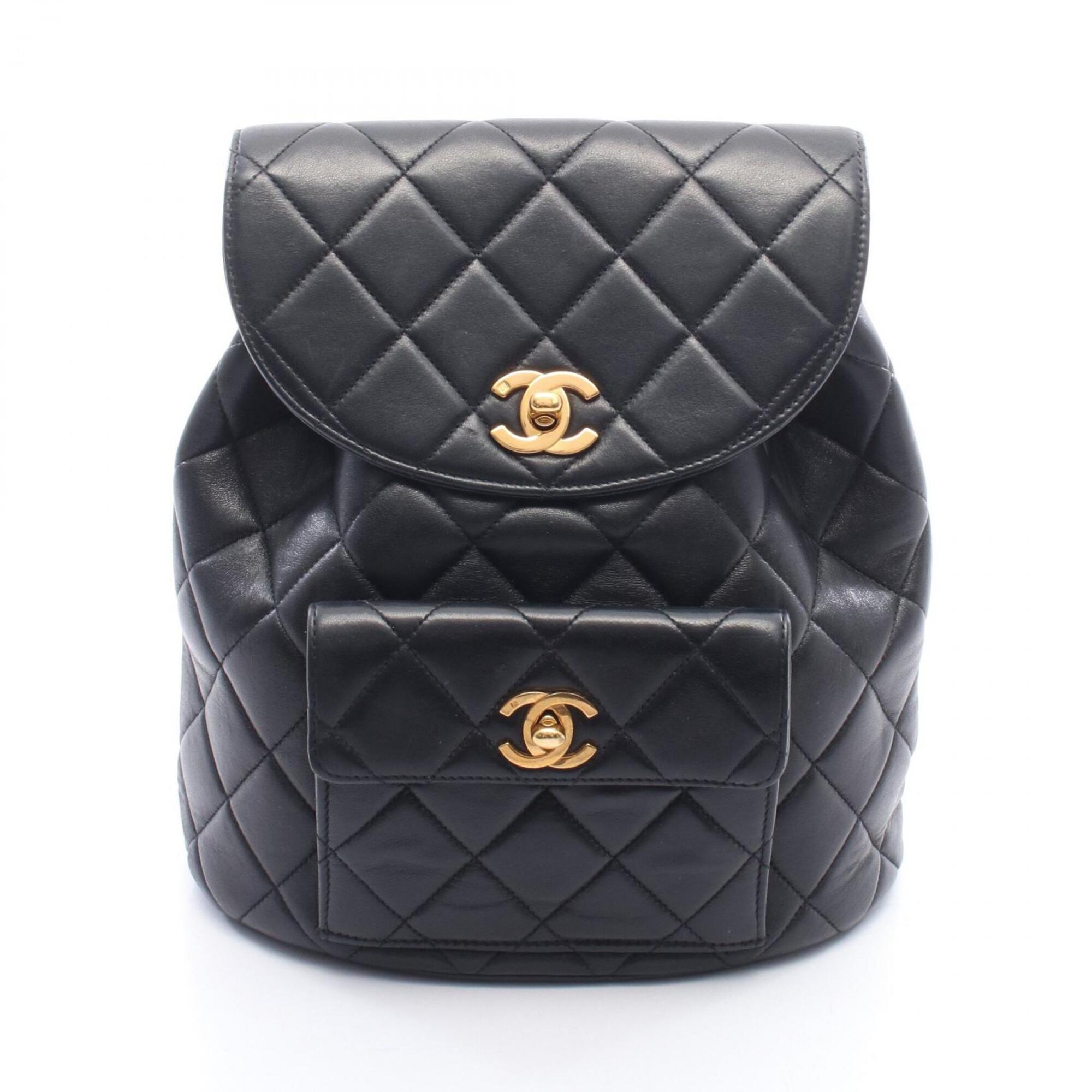 Chanel Black Leather Backpack Handbag (Pre-Owned)
