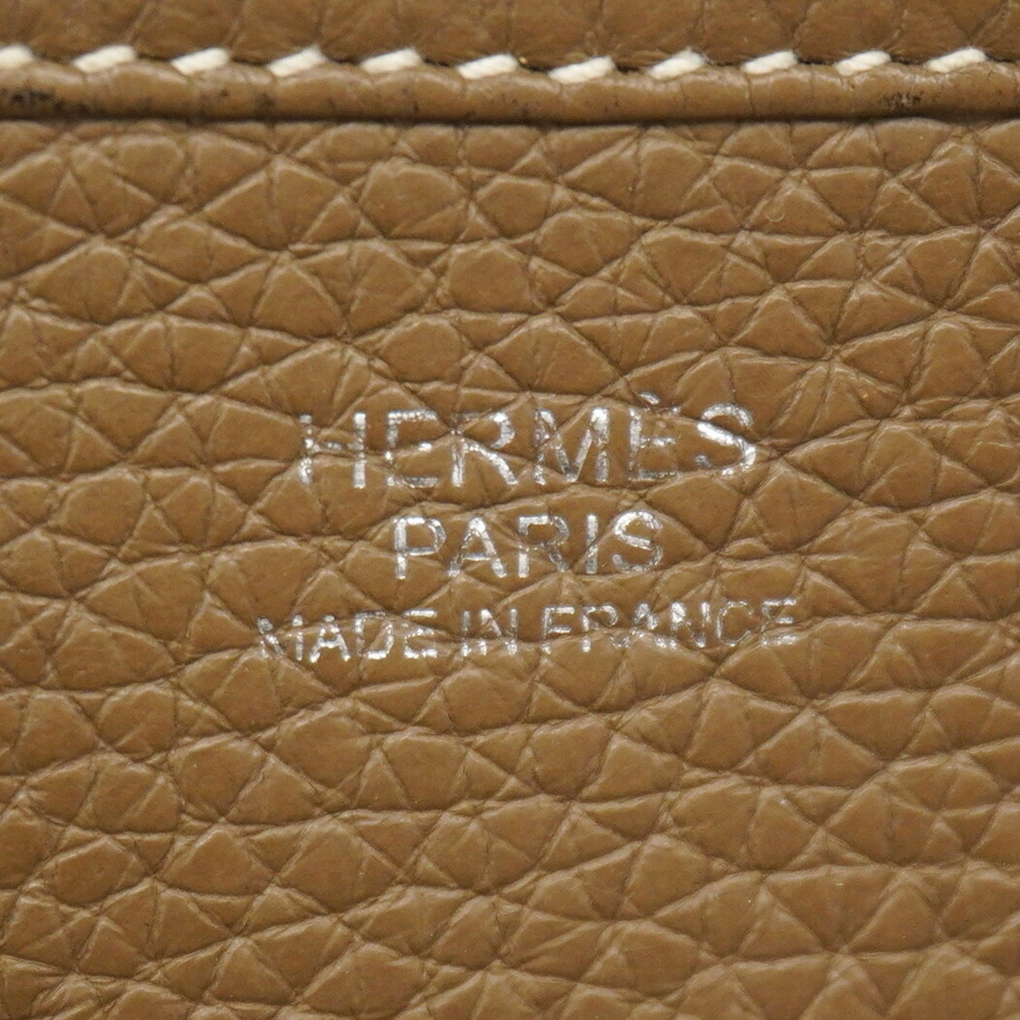 Hermes Etoupe Gray Taurillon Clemence Leather Shoulder Bag (Pre-Owned)