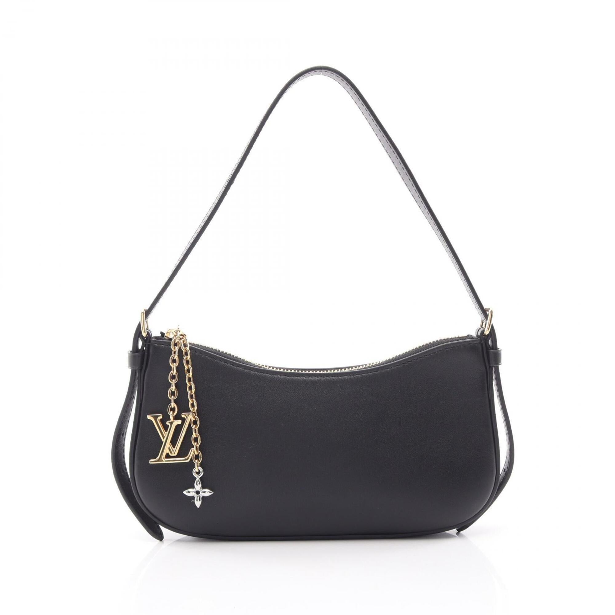 Louis Vuitton Black Leather Handbag Pochette Shoulder Bag (Pre-Owned)
