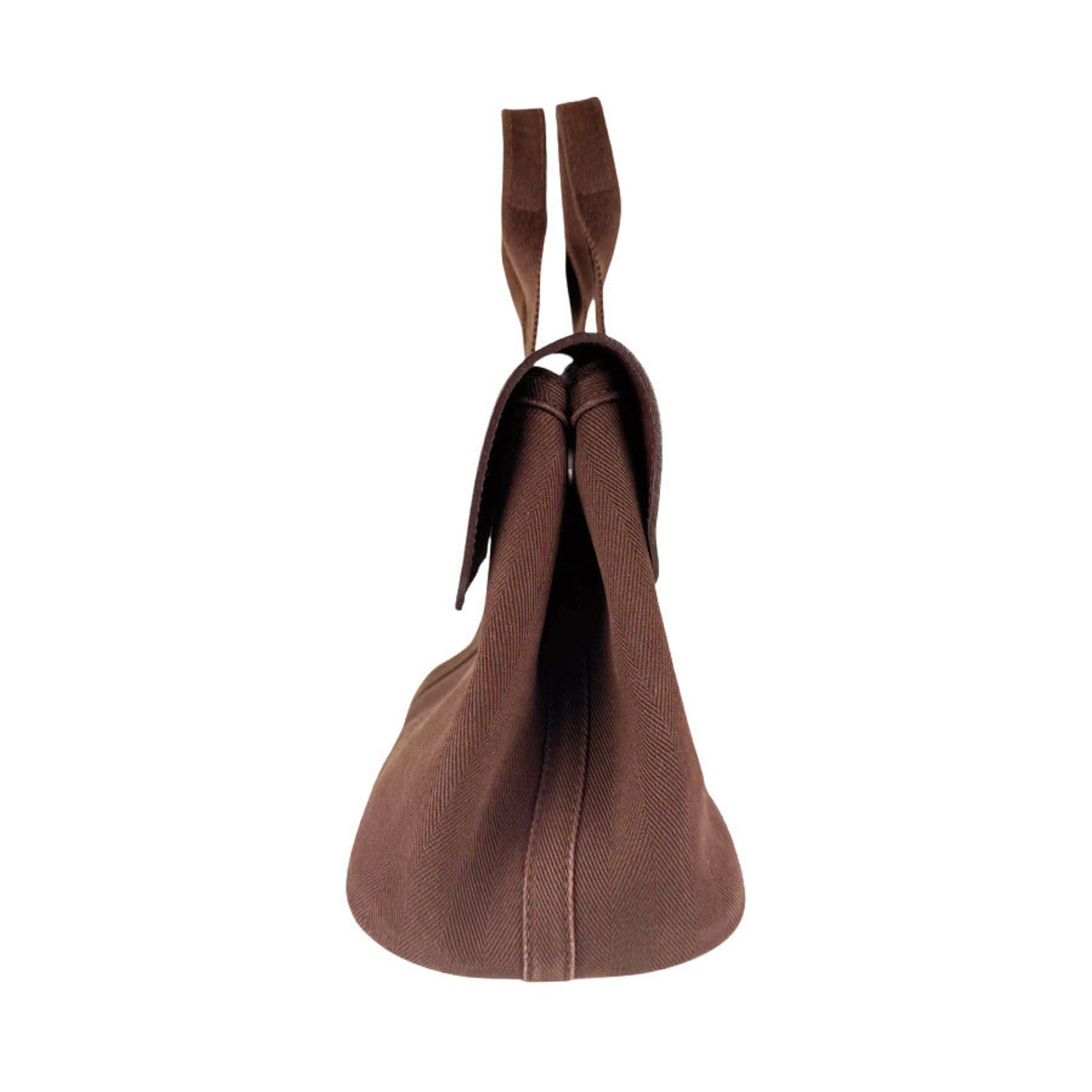 Hermes Brown Cotton Leather Handbag (Pre-Owned)