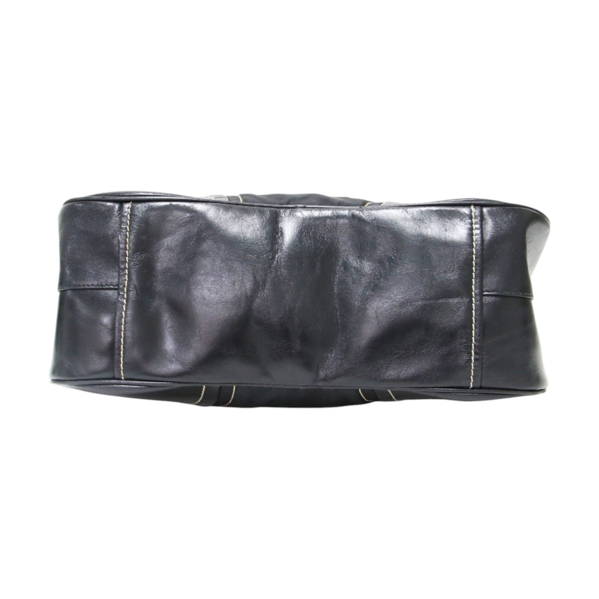 Prada Black Nylon Leather Boston Bag Handbag (Pre-Owned)
