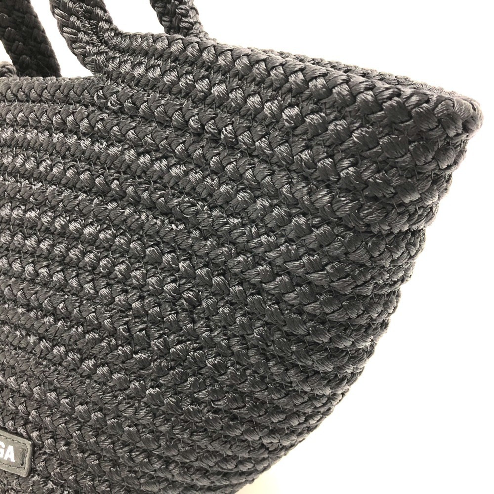 Balenciaga Black Nylon Leather Handbag Tote Bag (Pre-Owned)