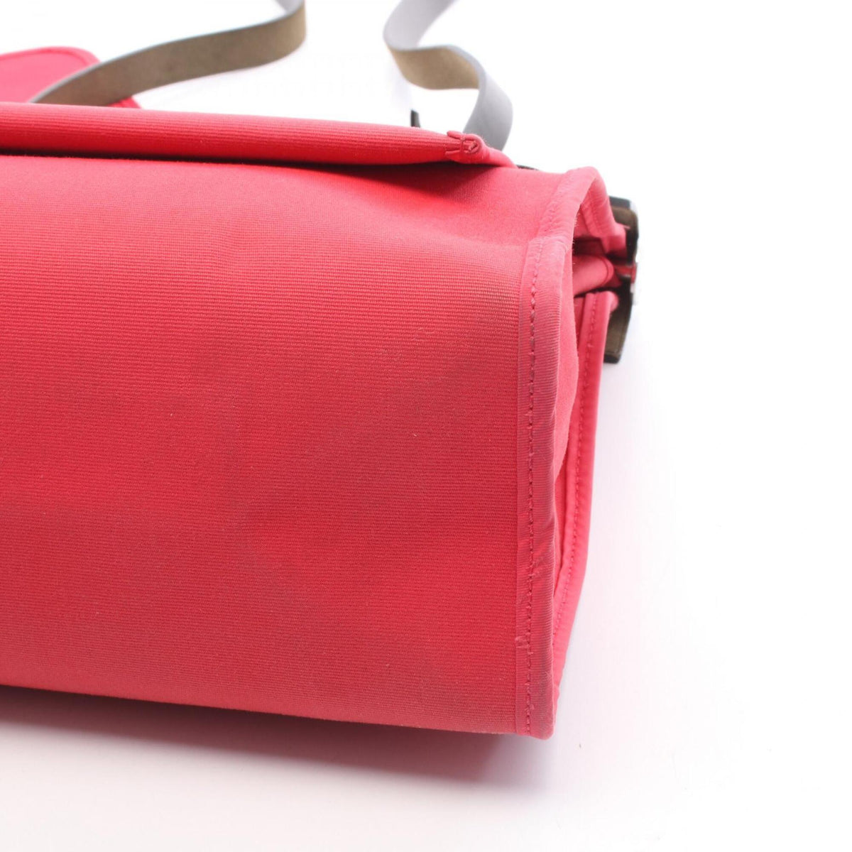 Hermes Black Red Color Toile Officier Canvas Leather Handbag Pouch (Pre-Owned)