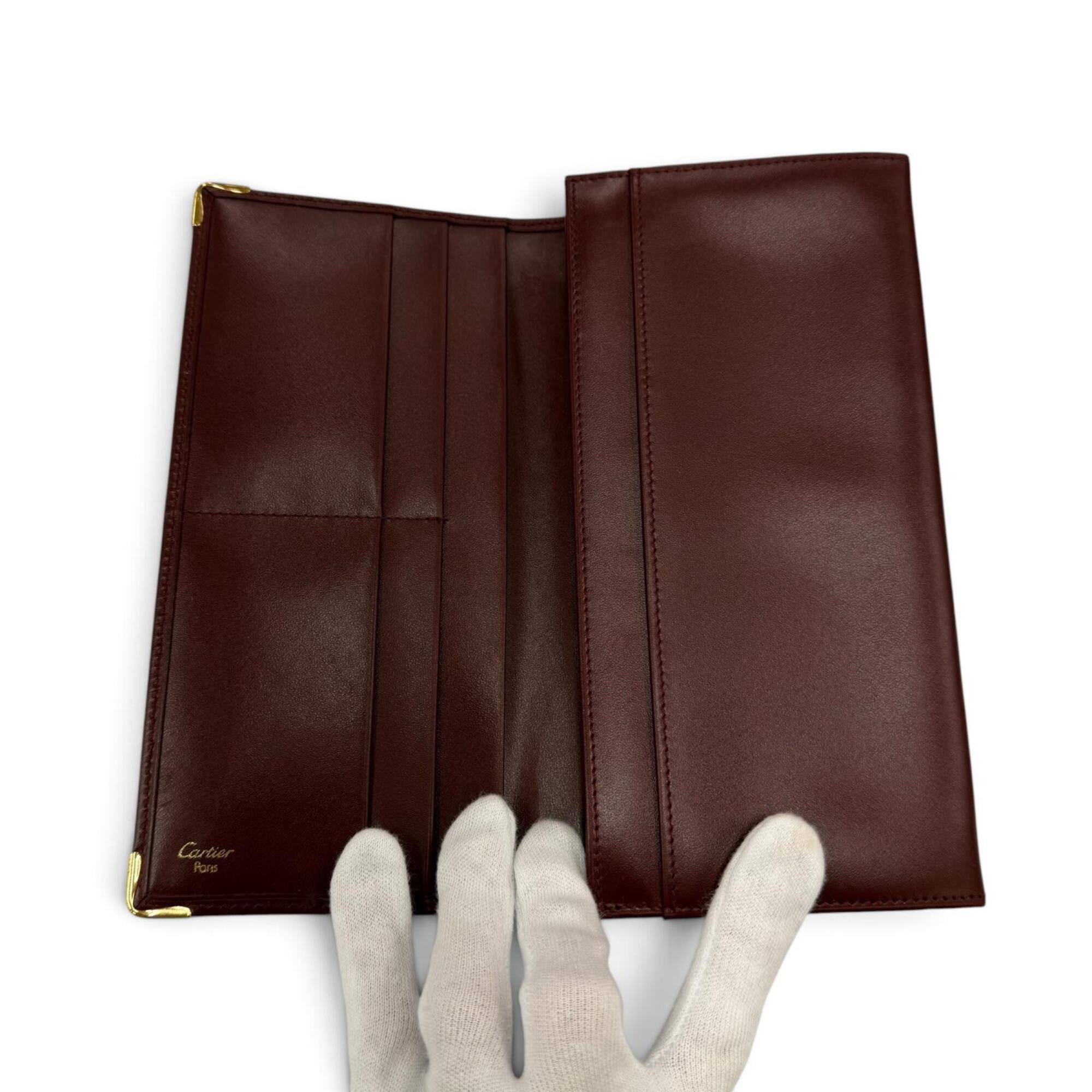 Cartier Bordeaux Leather Long Wallet (Bi-Fold) (Pre-Owned)