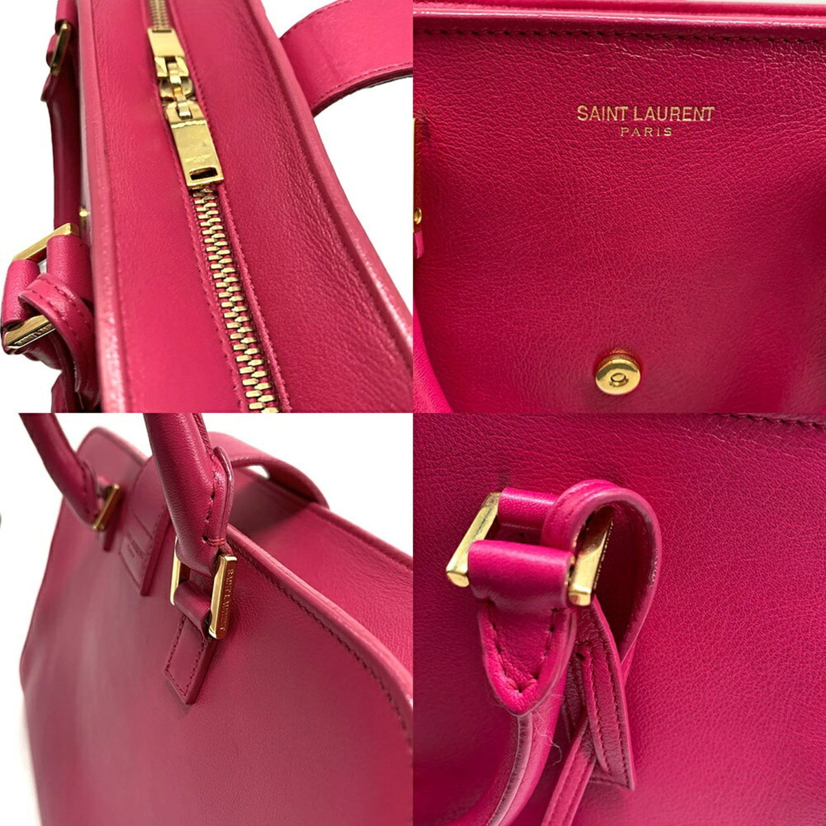 Saint Laurent Pink Leather Handbag Shoulder Bag (Pre-Owned)
