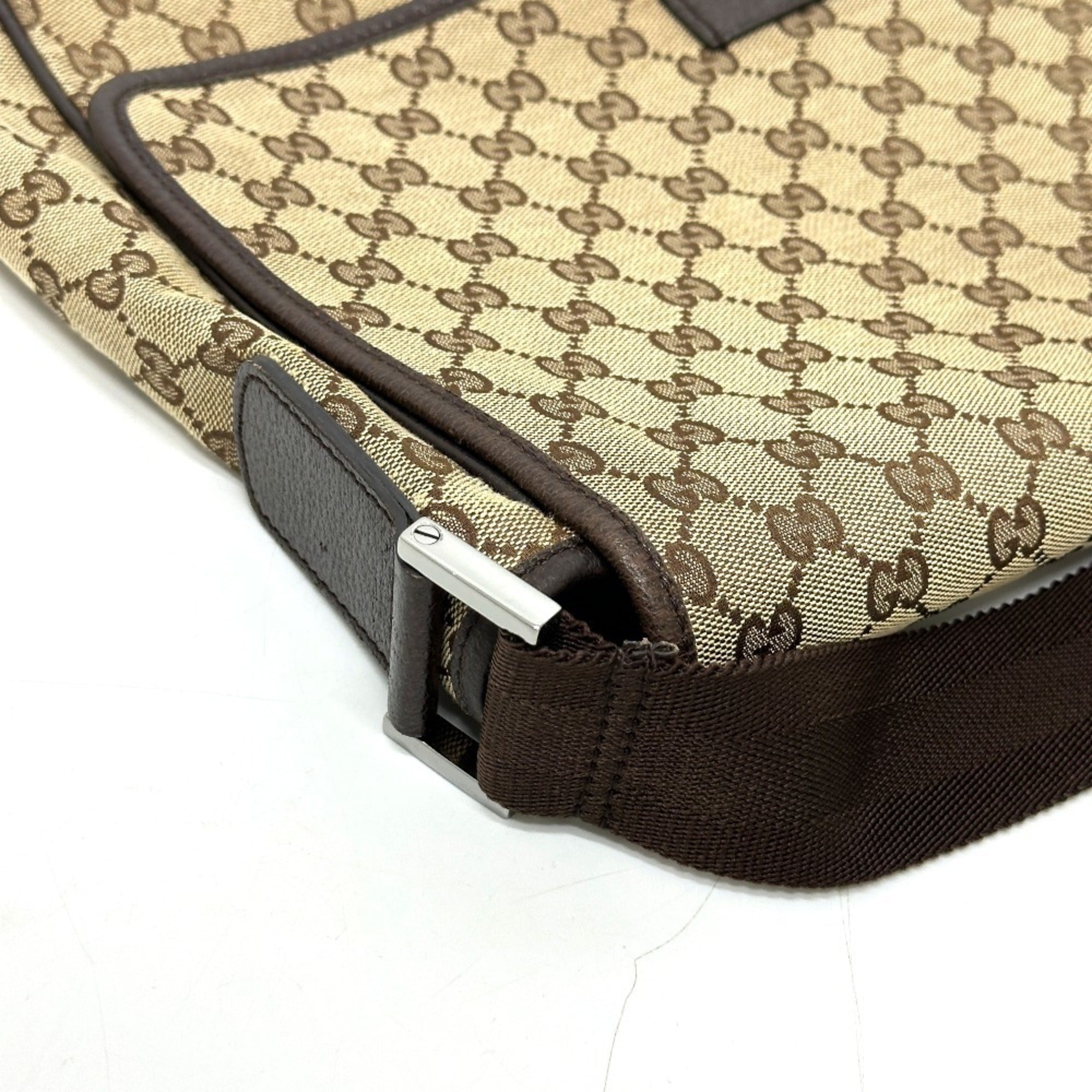 Gucci Gg Canvas Beige Gg Canvas Leather Handbag Shoulder Bag (Pre-Owned)