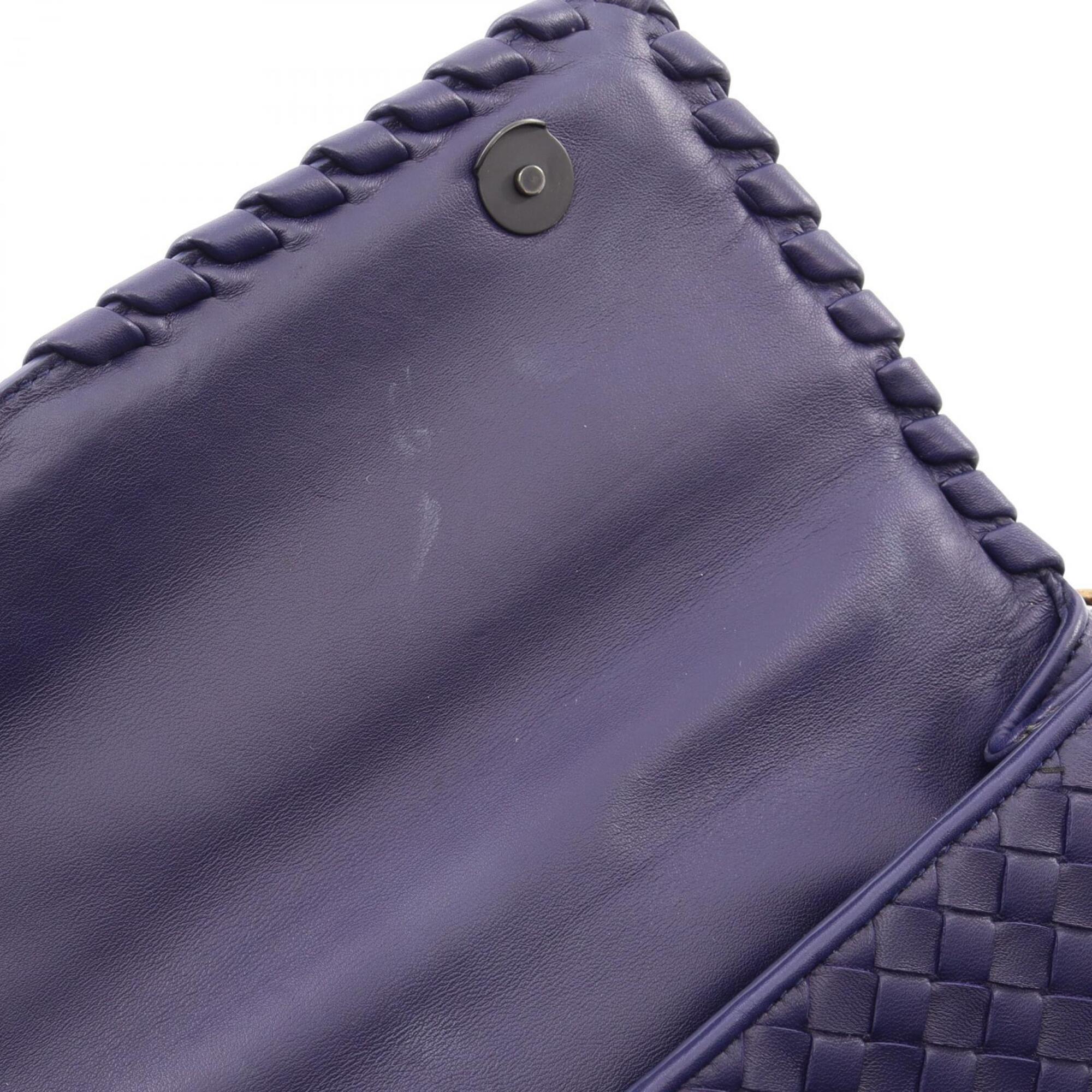 Bottega Veneta Purple Leather Handbag Shoulder Bag (Pre-Owned)