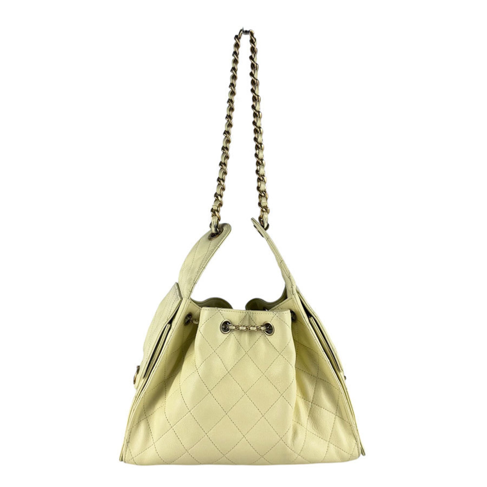 Chanel Yellow Grained Calfskin Shoulder Bag (Pre-Owned)