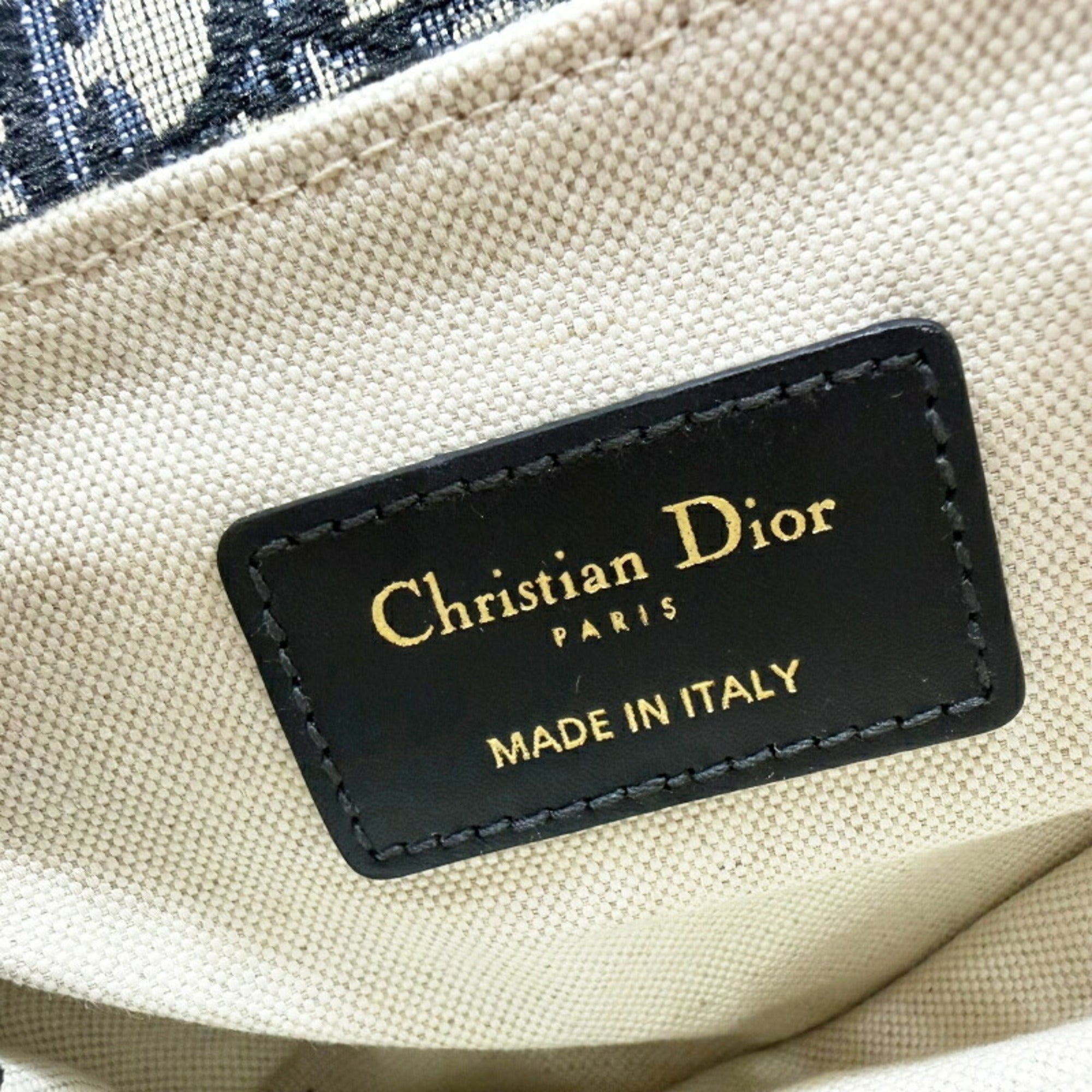 Christian Dior Navy Canvas Leather Handbag Saddle Bag (Pre-Owned)